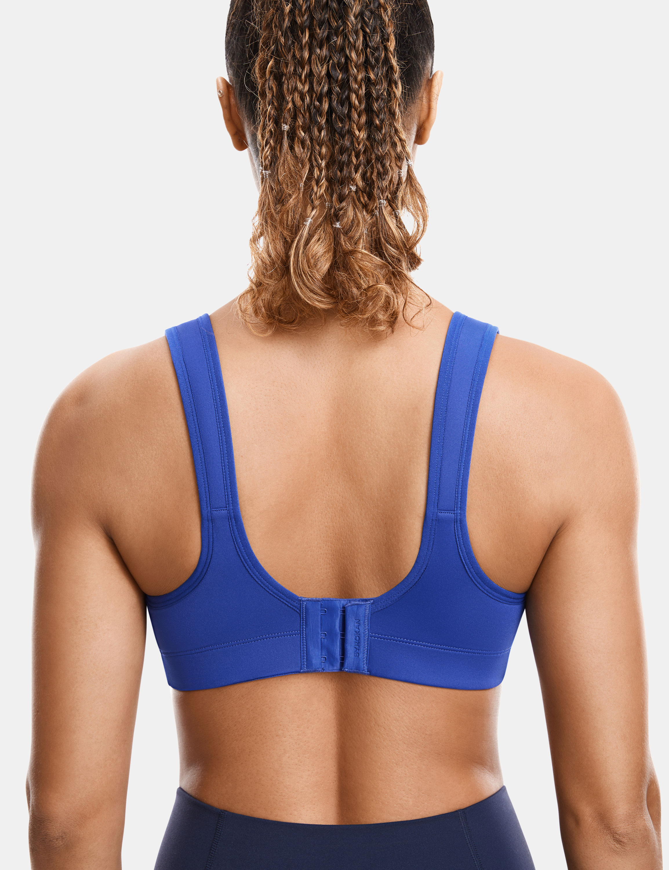 SYROKAN Front Adjustable Sports Bras For Women High Impact Wirefree