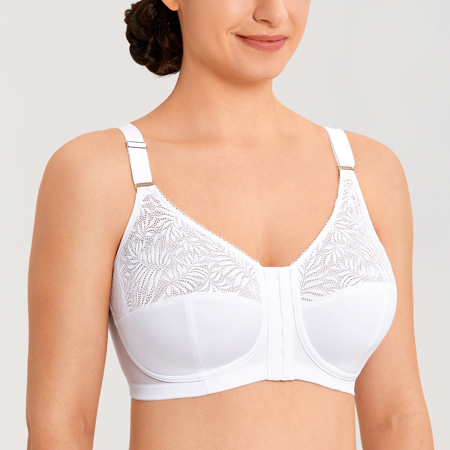 LAUDINE Women S Front Closure Bra Full Figure Wire Free Back Support