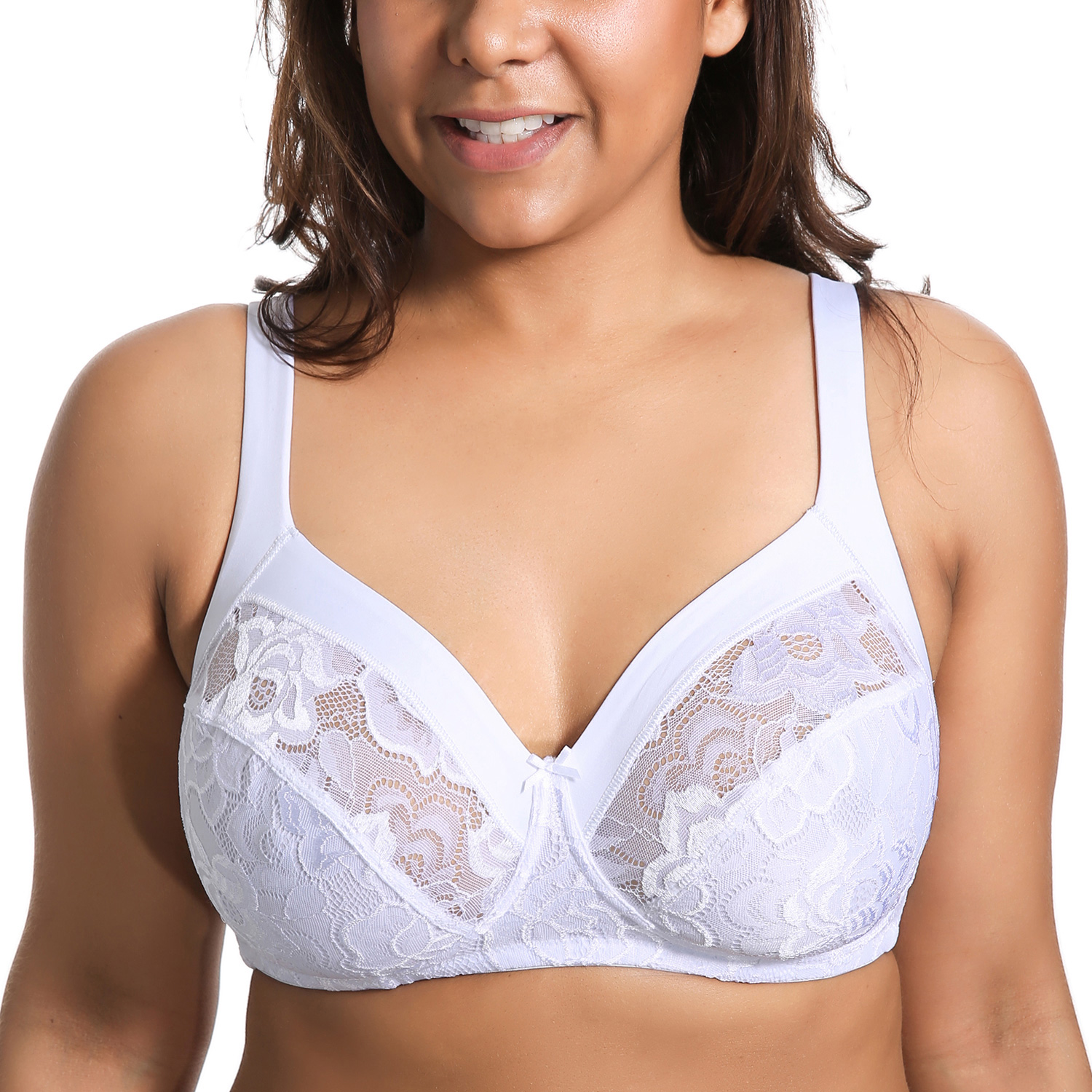 Women S Wireless Plus Size No Padding Floral Lace Comfortable Support Bra Ebay