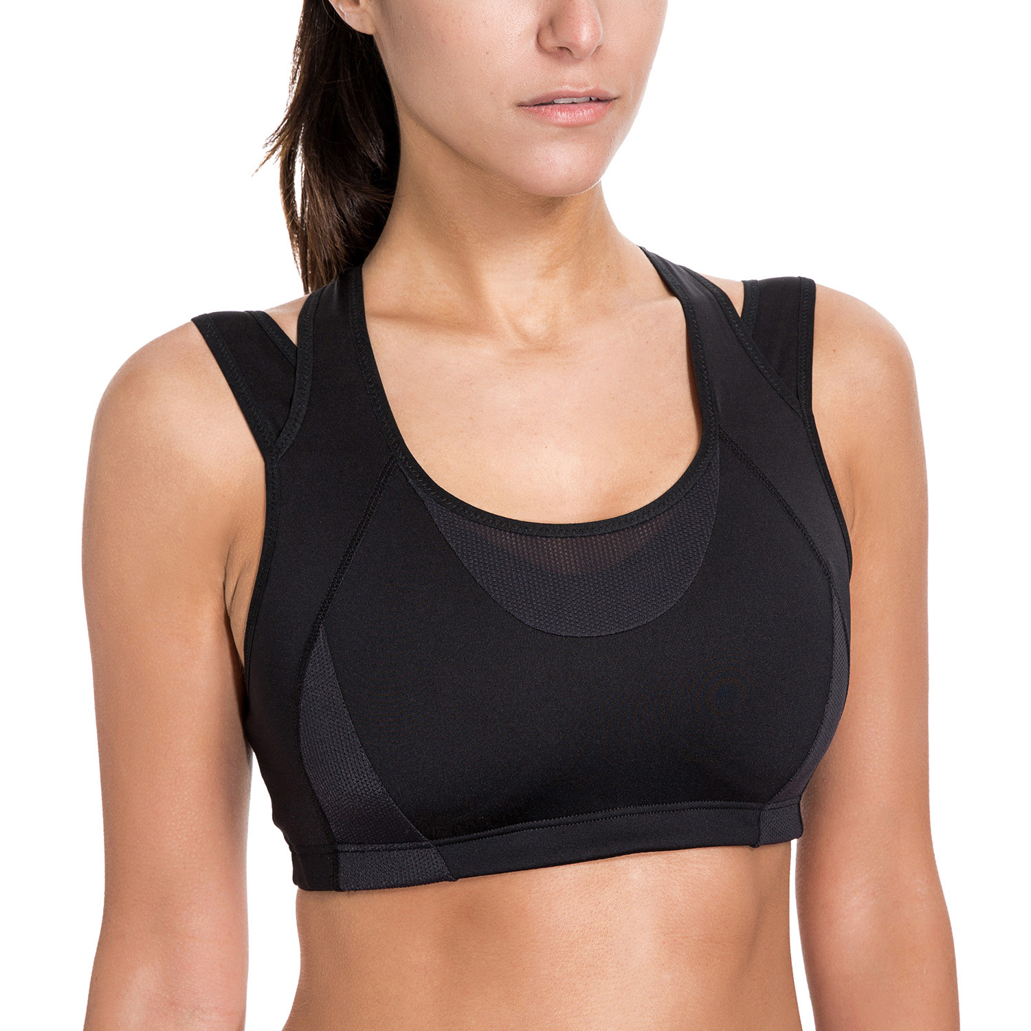 Syrokan Womens Sports Bra High Impact Double Layer Wirefree Padded 