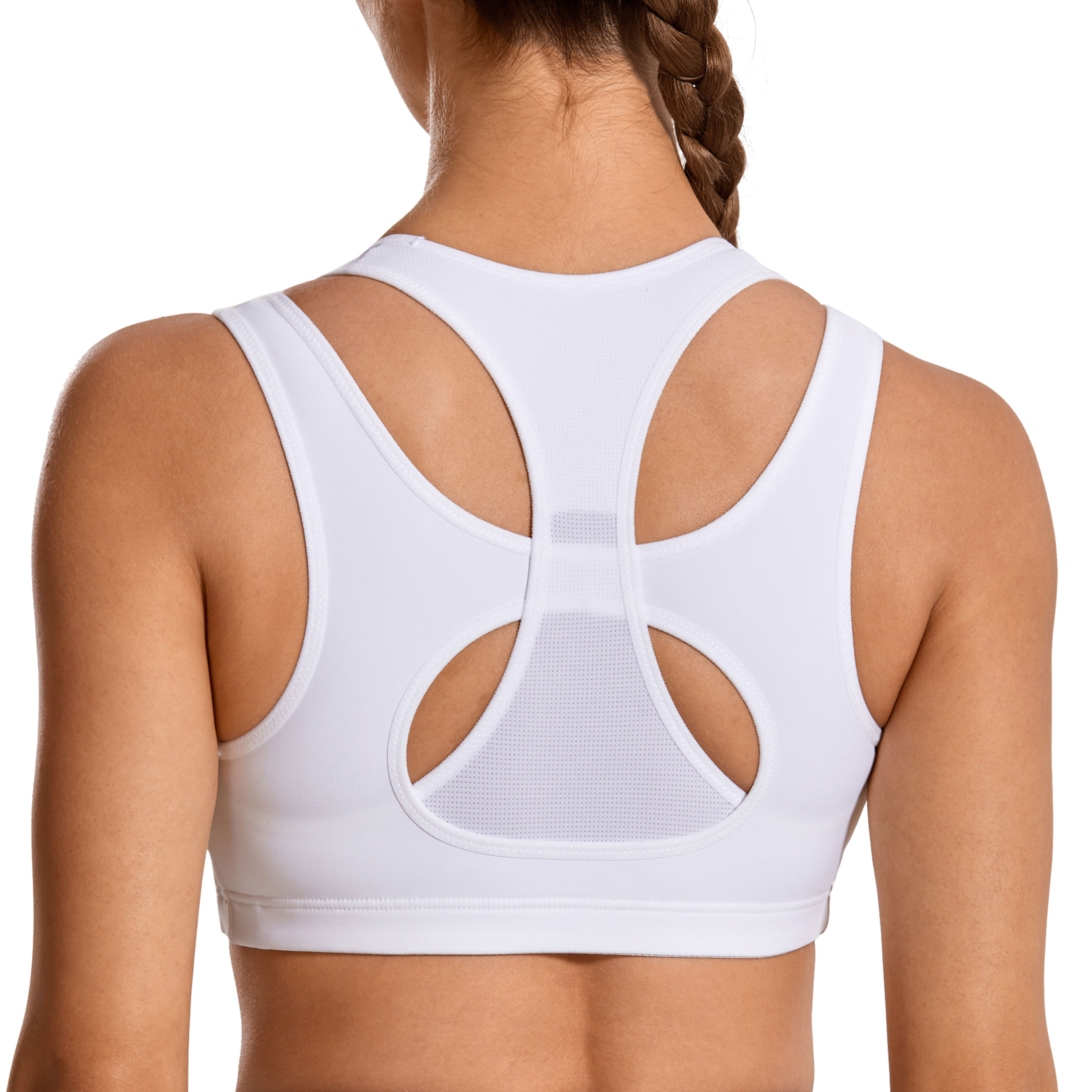 SYROKAN Women's Sports Bra High Impact Double Layer Wirefree Padded  Racerback