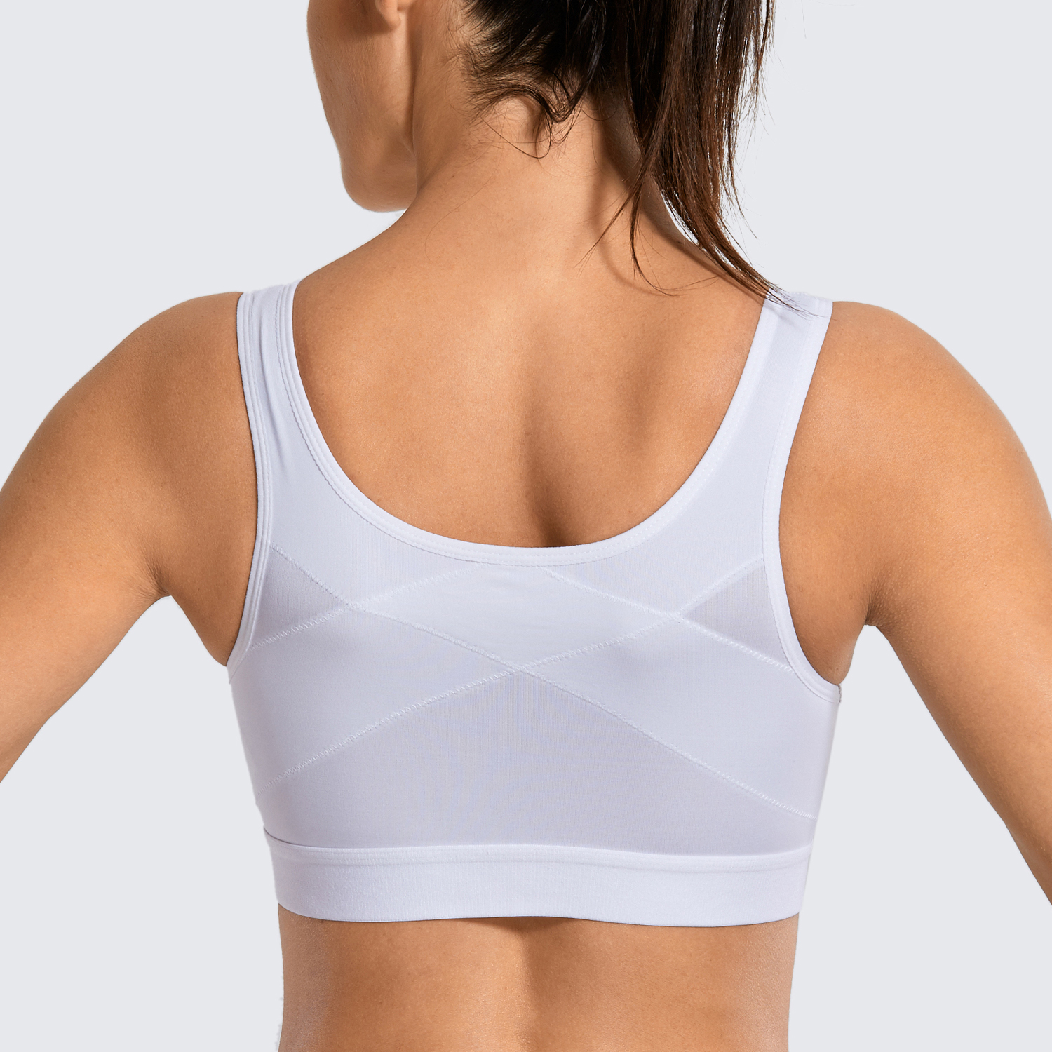 SYROKAN Women's High Impact Seamless Racerback Wirefree Sports Running Bra  with Built-in Cups