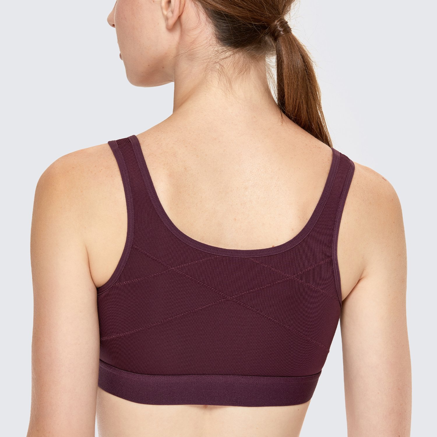 Womens Sports Bra High Impact Zipper Front Wire Free Cross Back Ebay 6774