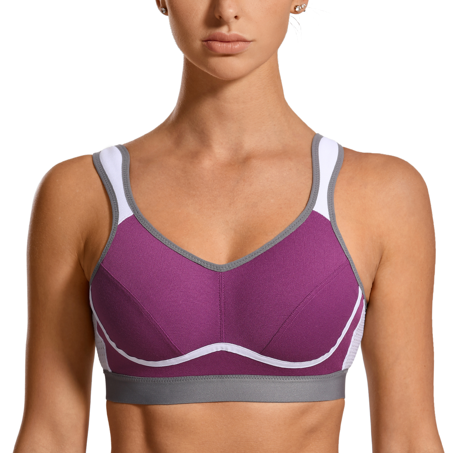 SYROKAN Sports Bra Women Max Control Solid High Support Plus Size