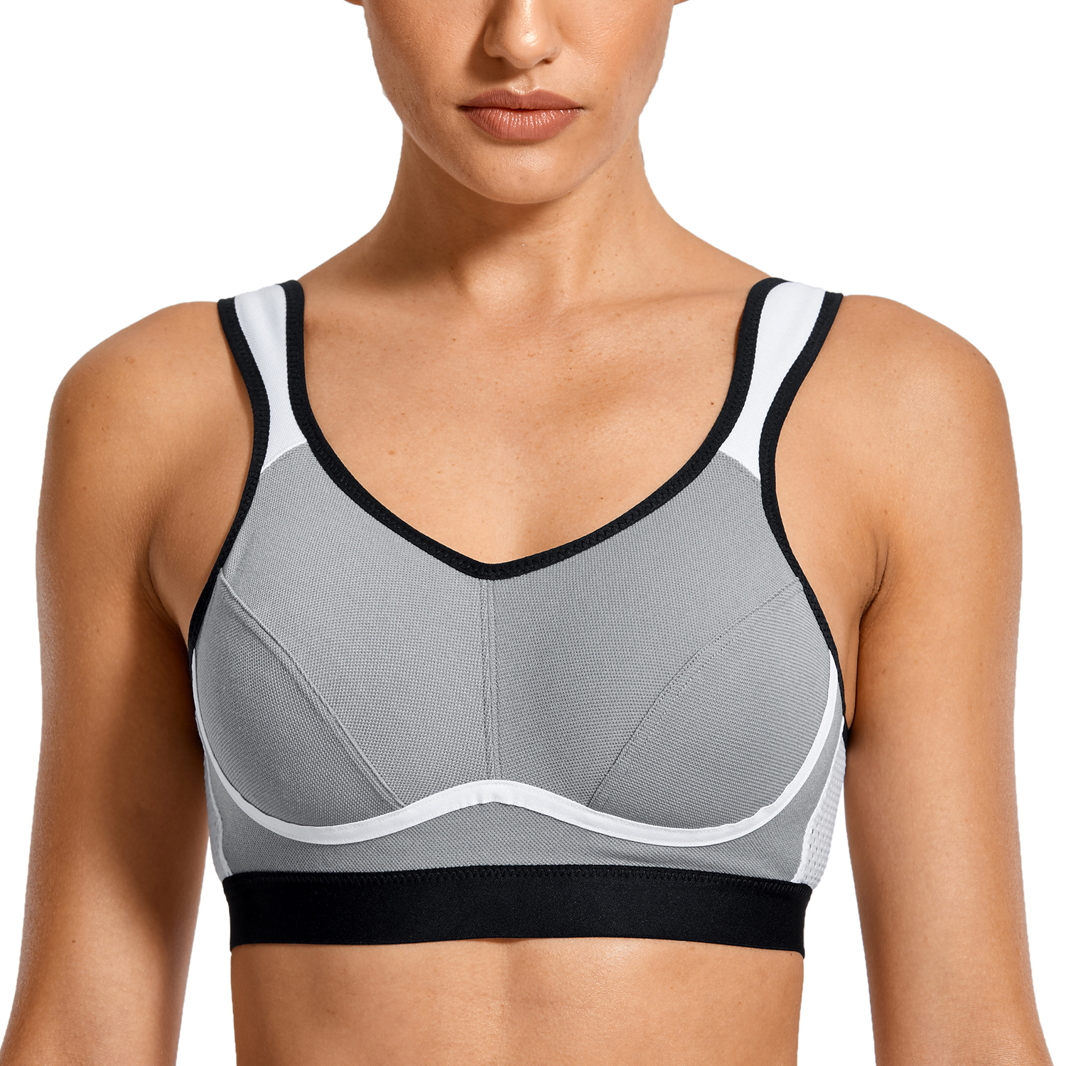 SYROKAN Full Coverage Sports Bras for Women High Impact Support Padded  Bounce Control Wireless Plus Size Bras Black 32B at  Women's Clothing  store