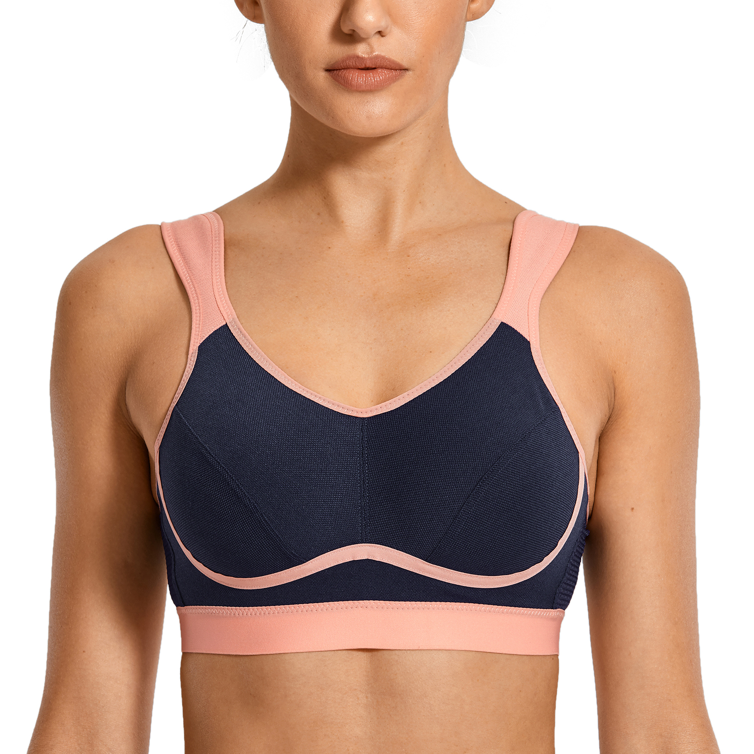 SYROKAN Women's Plus Size High Impact Sports Bra Full Cup Wirefree Workout  Bras 