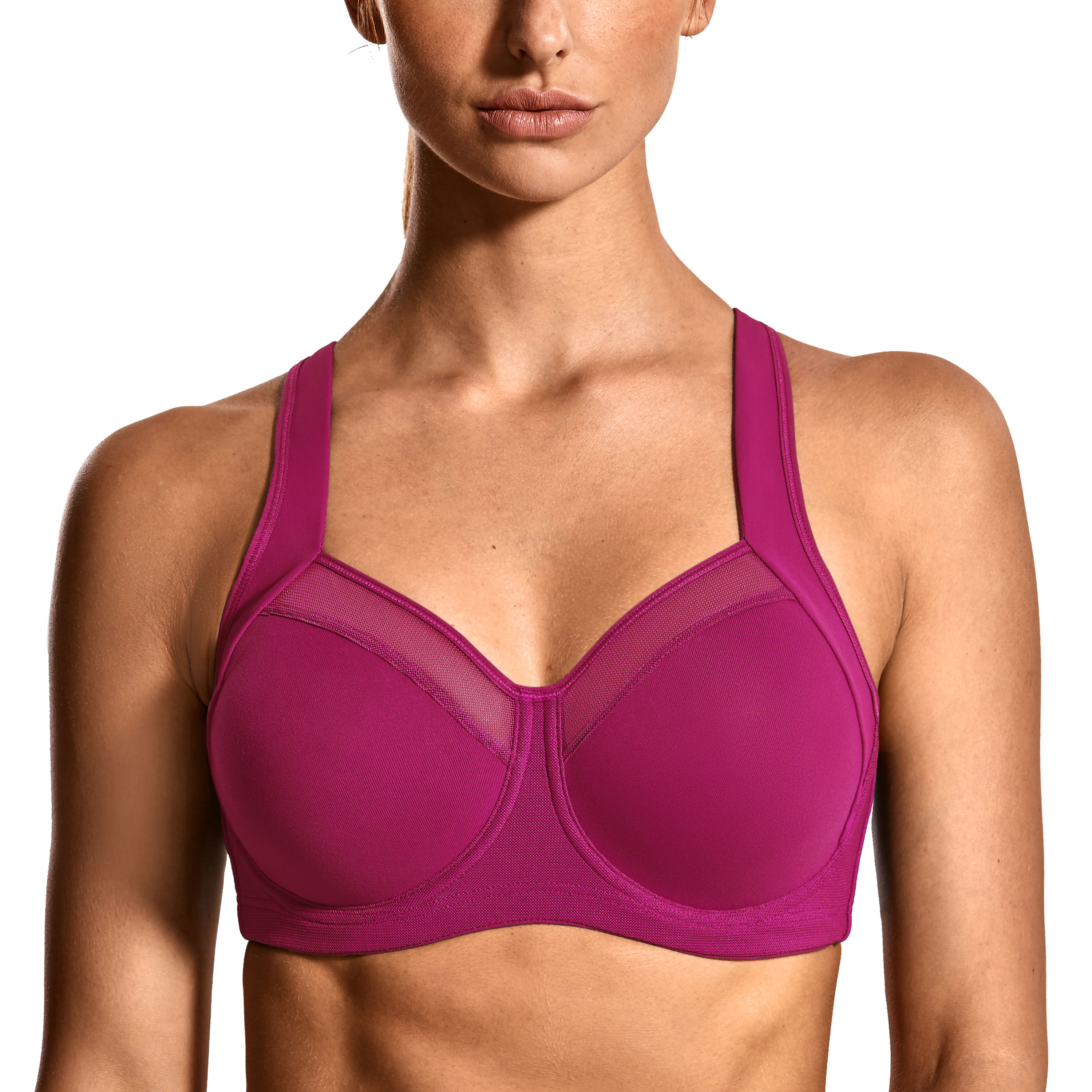 SYROKAN Front Adjustable Sports Bras for Women High Impact