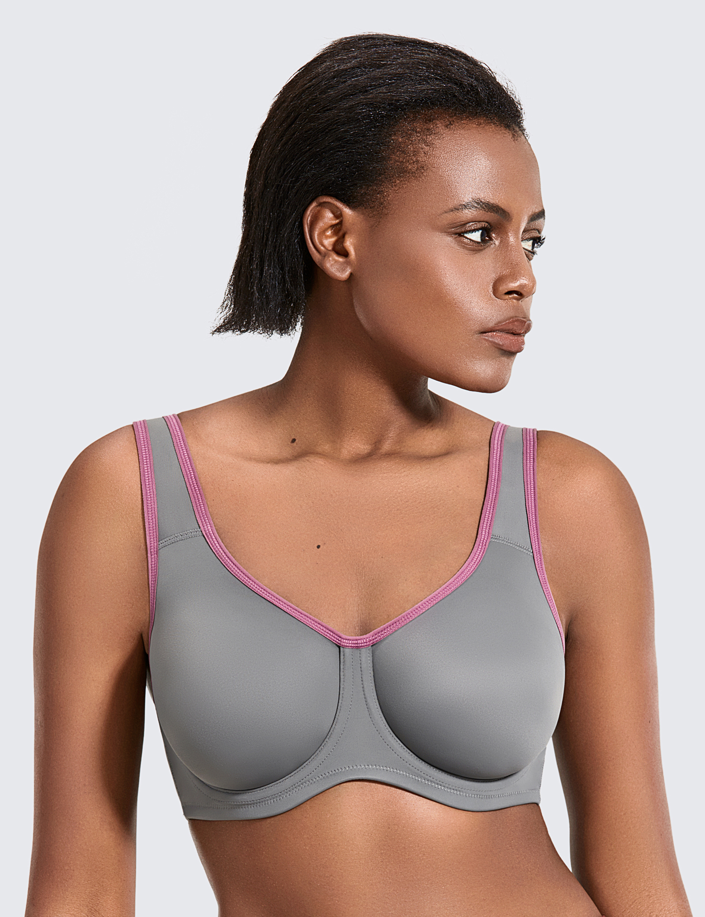 SYROKAN Women's Max Control Solid Plus Size High Impact Underwire