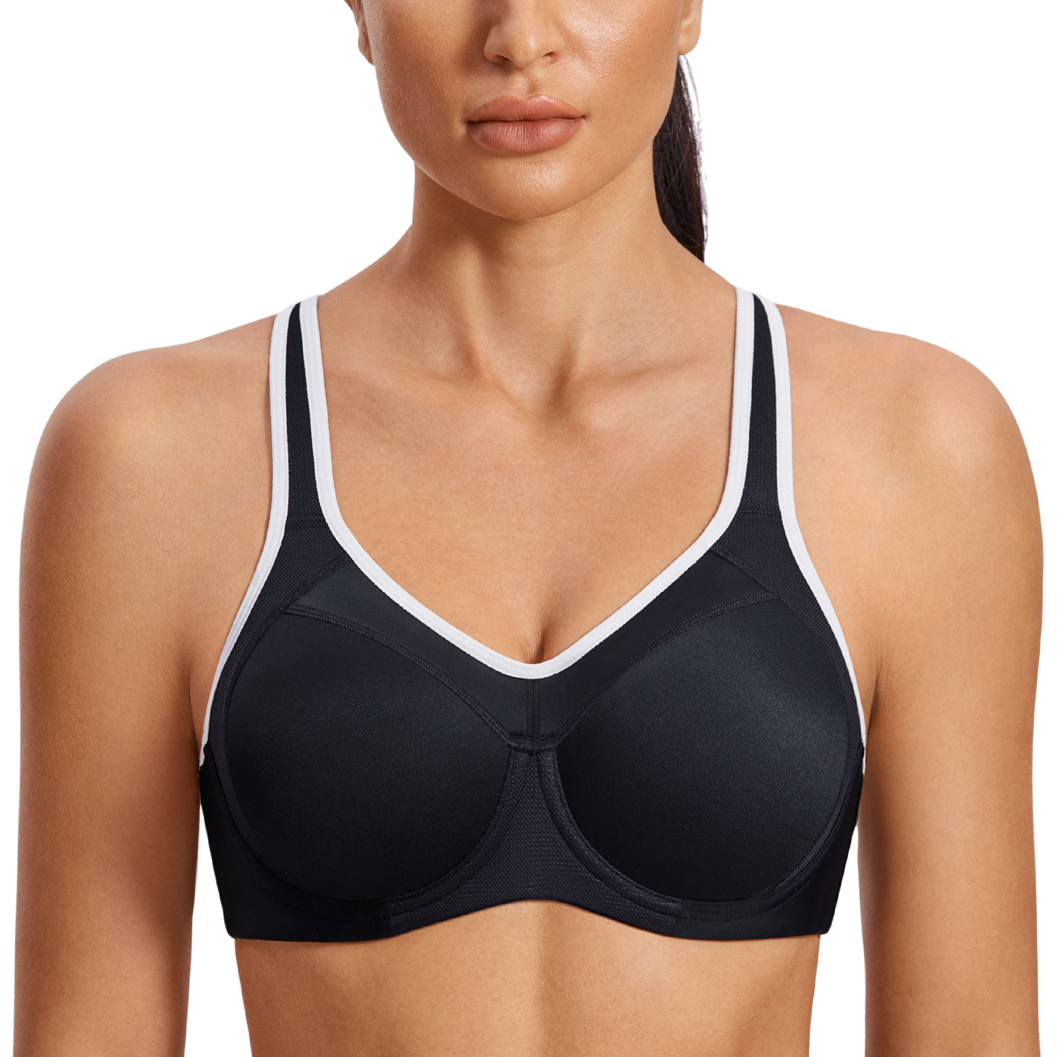 SYROKAN Women's Full Support Sports Bra High Impact Lightly Lined Underwire