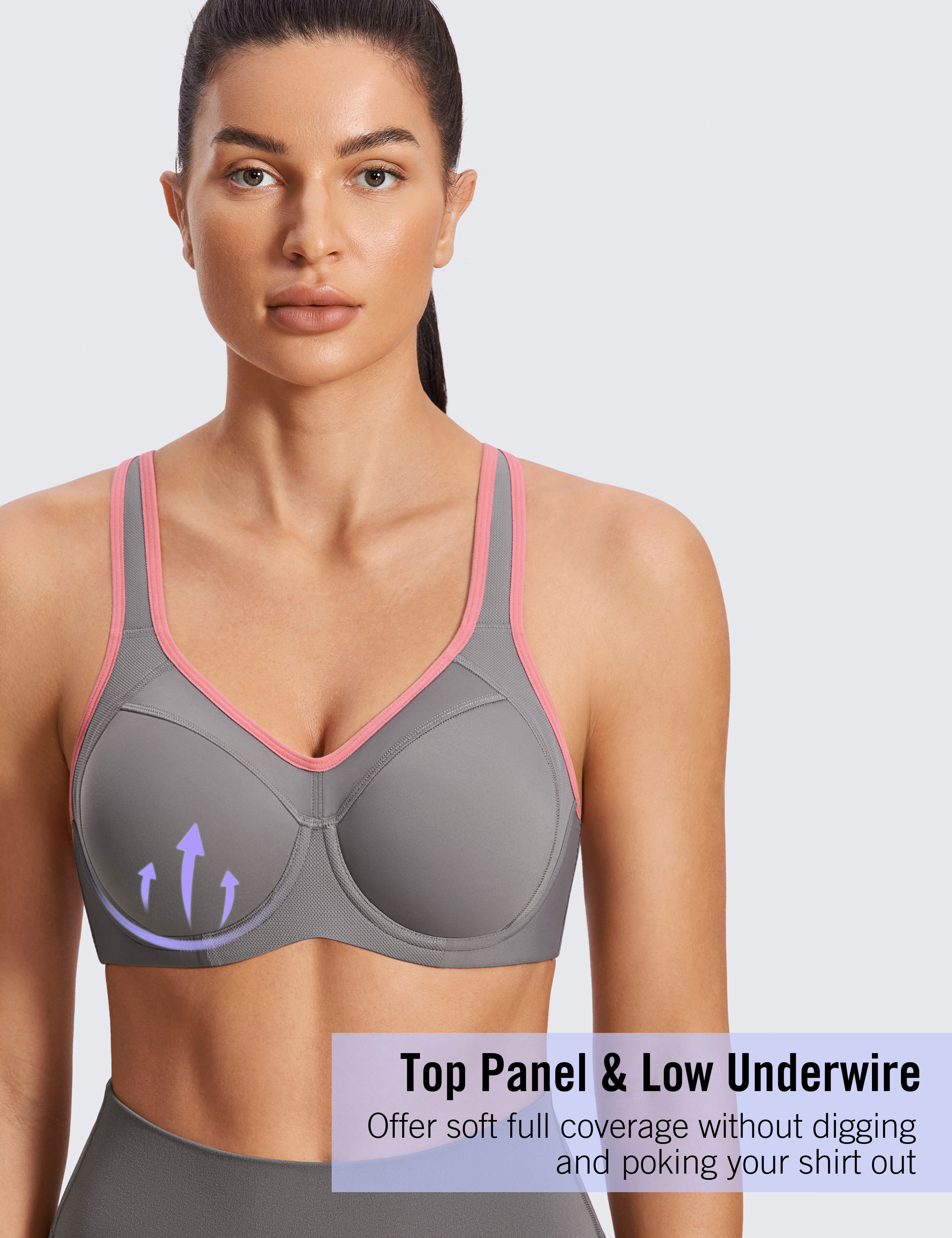 SYROKAN High Impact Sports Bras for Women Support Underwire Cross