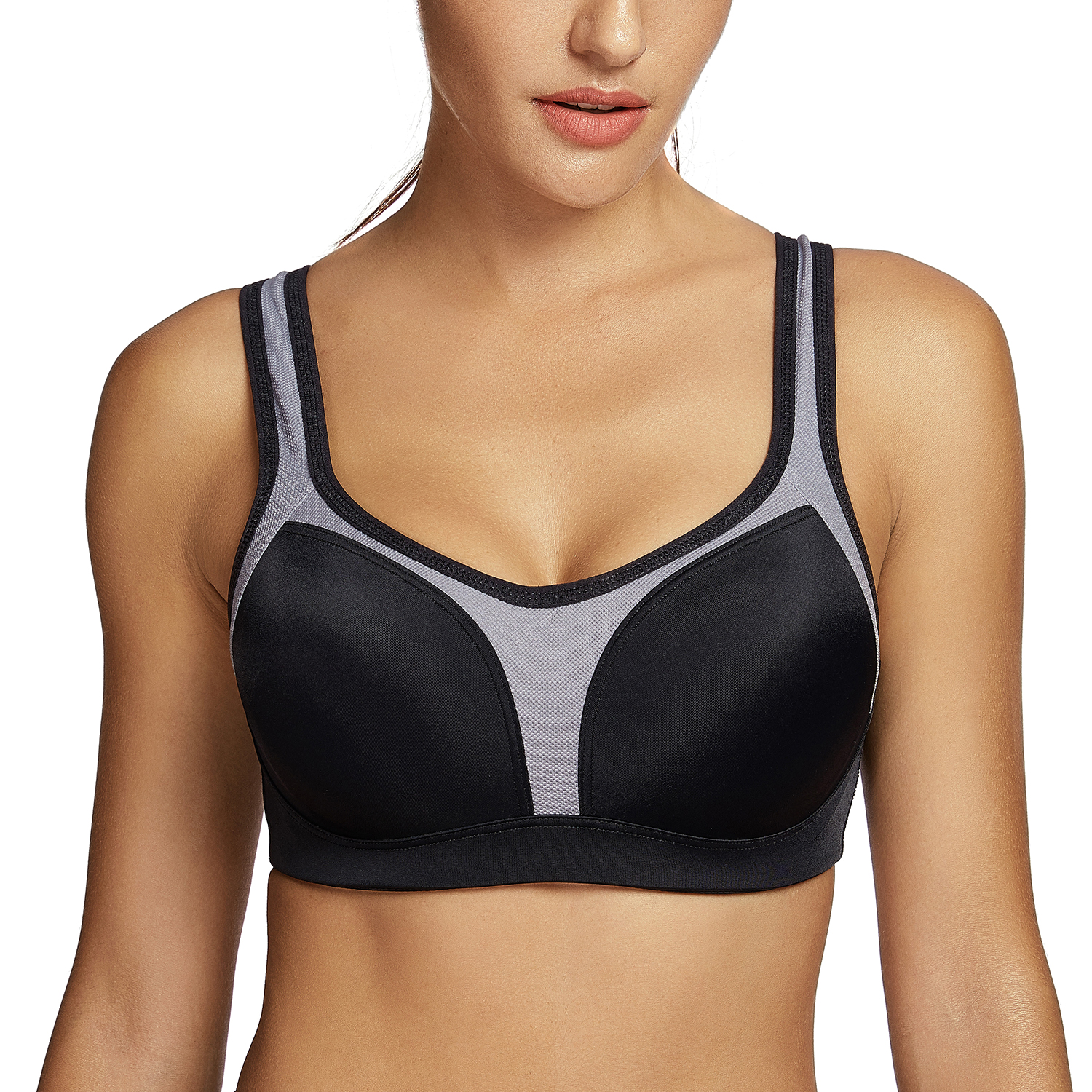 SYROKAN Women's High Impact Sports Bra Underwire Firm Support Contour Padded