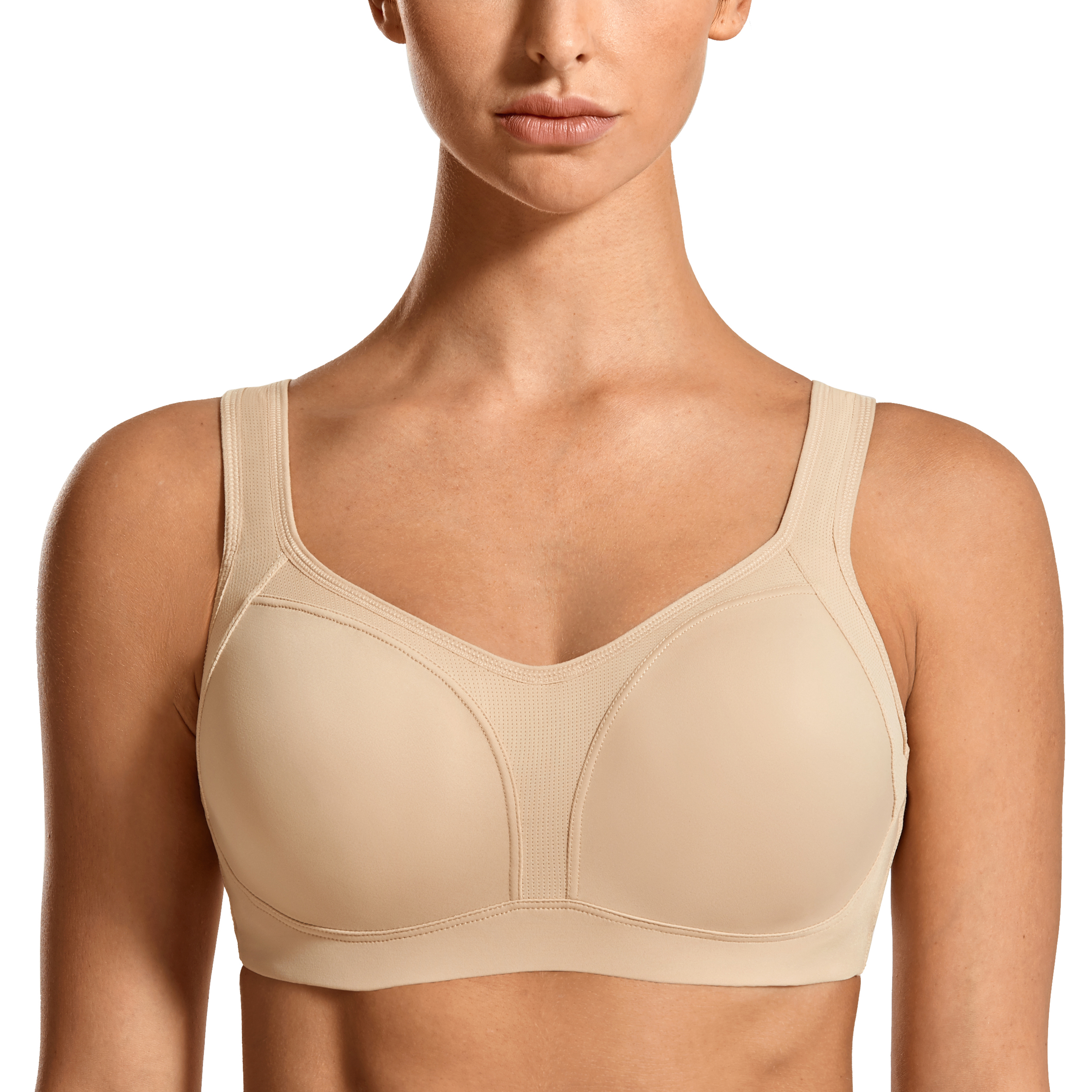 Only Play high intensity molded sports bra with back fastening in