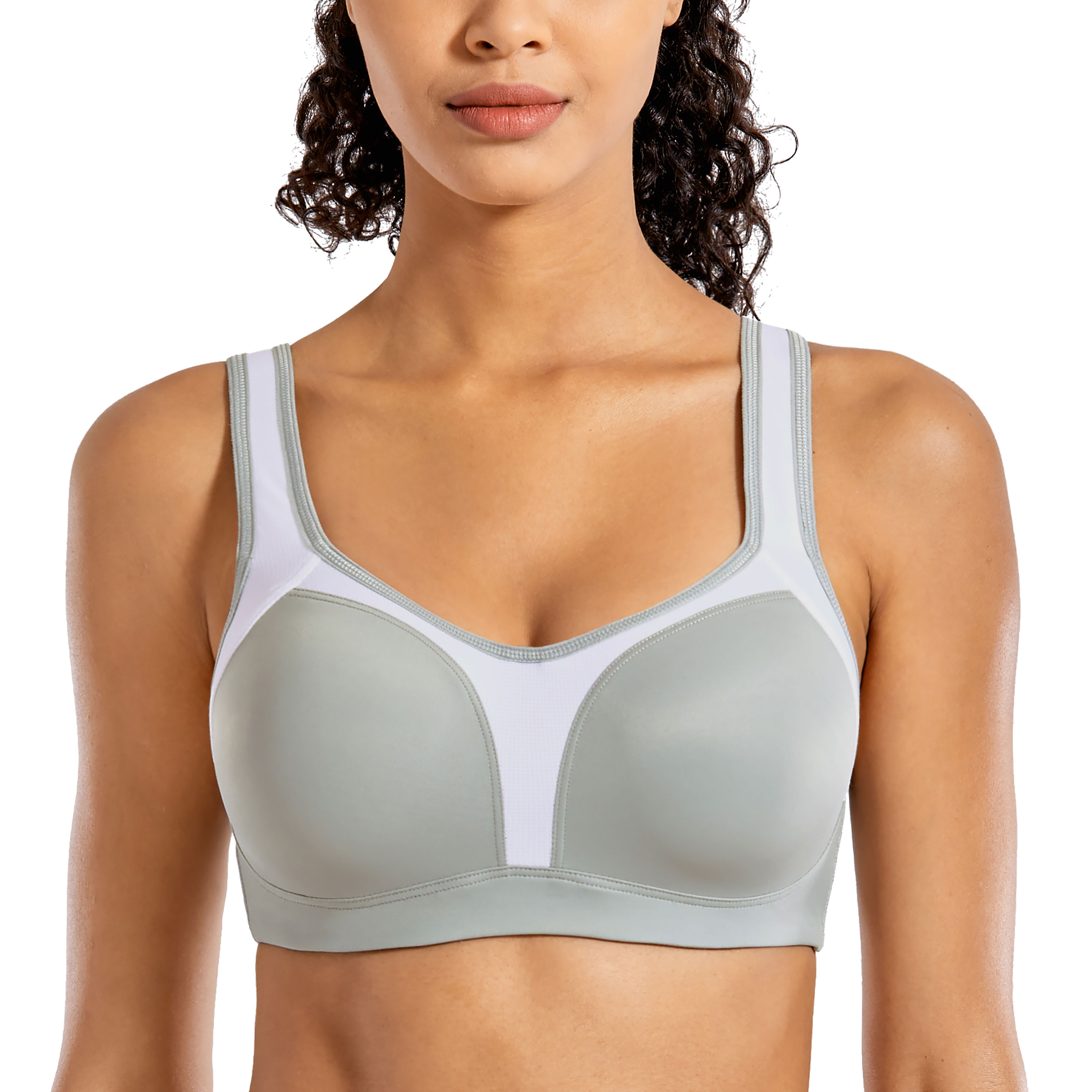 SYROKAN Women's High Impact Underwire Sports Bra Adjust Strap Full Figure  Padded