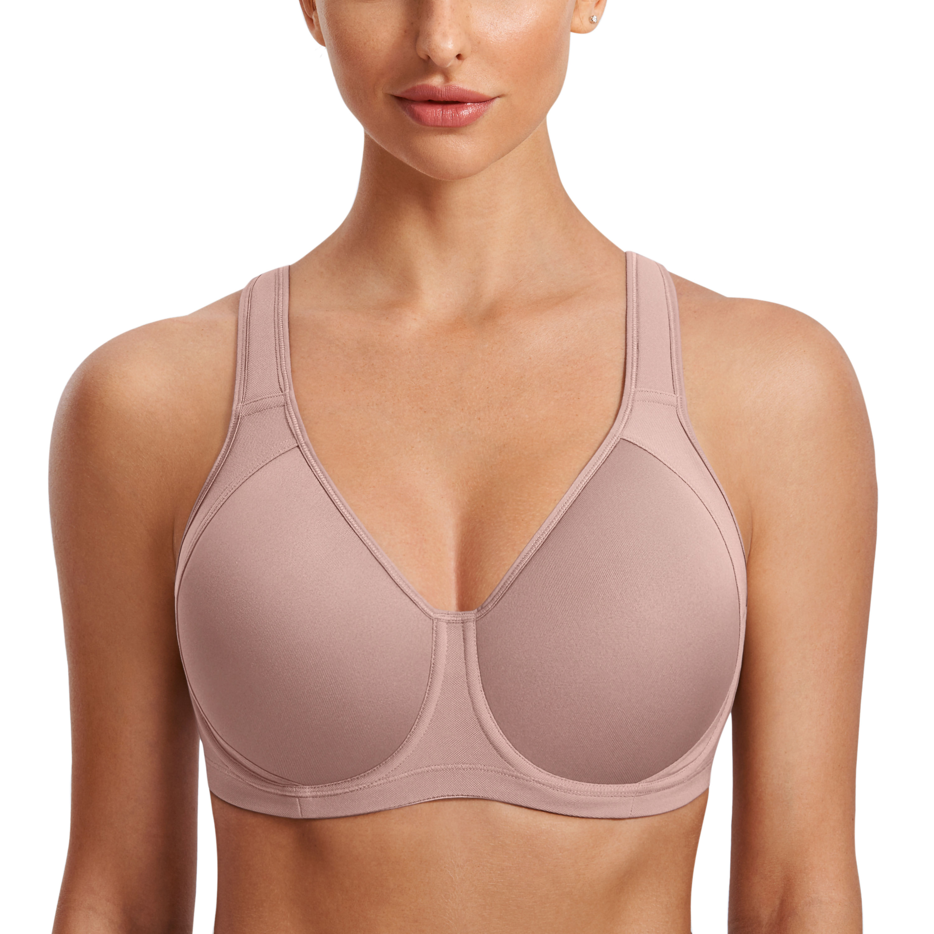 SYROKAN High Impact Sports Bra Support Underwire Racerback Large Bust Molded  Cup