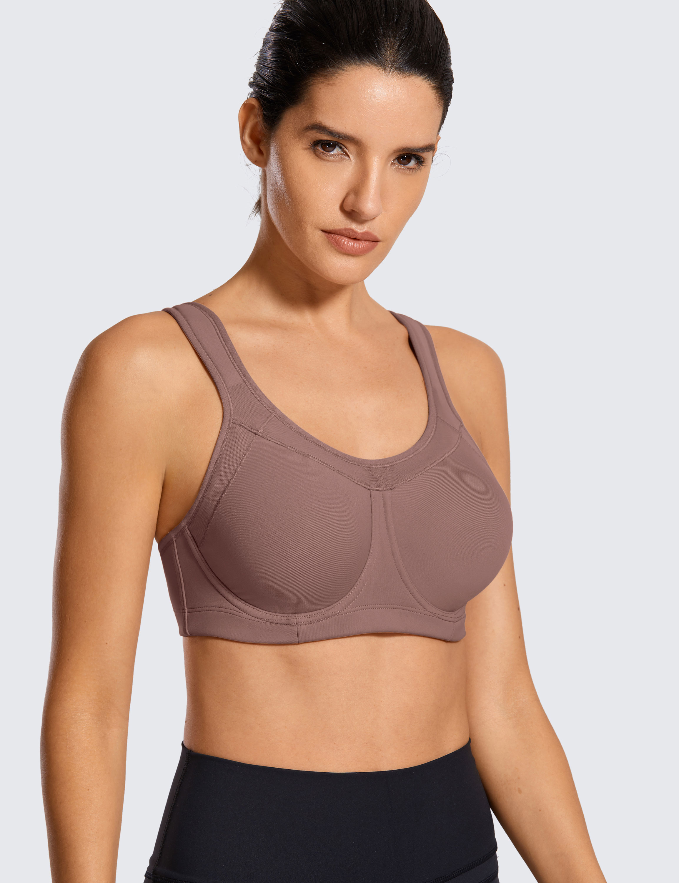 SYROKAN Women's High Impact Front Closure Racerback Full Support Wirefree  Sports Bra Spiced Apple Brown 36C price in UAE,  UAE