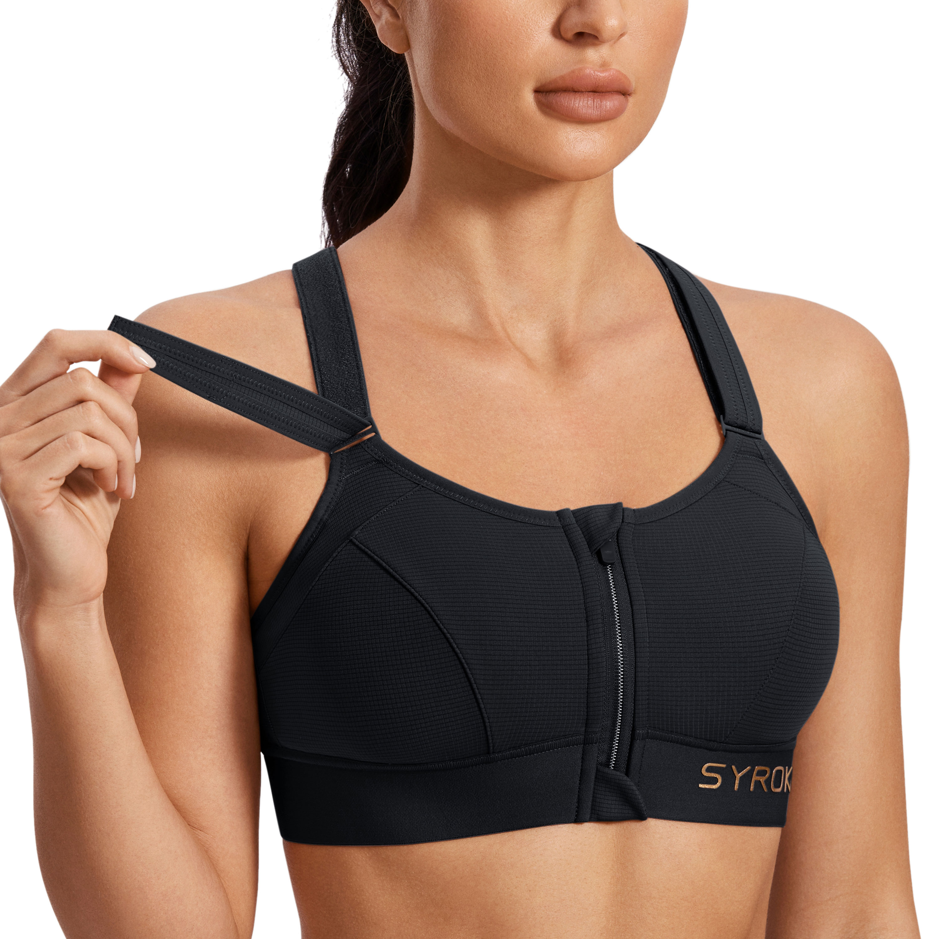YIANNA Women's High Impact Sports Bra for Large Breasts - Front Zipper  Closure, Adjustable Straps, Padded Sports Bra, CA-YA151-Black-S :  : Clothing, Shoes & Accessories