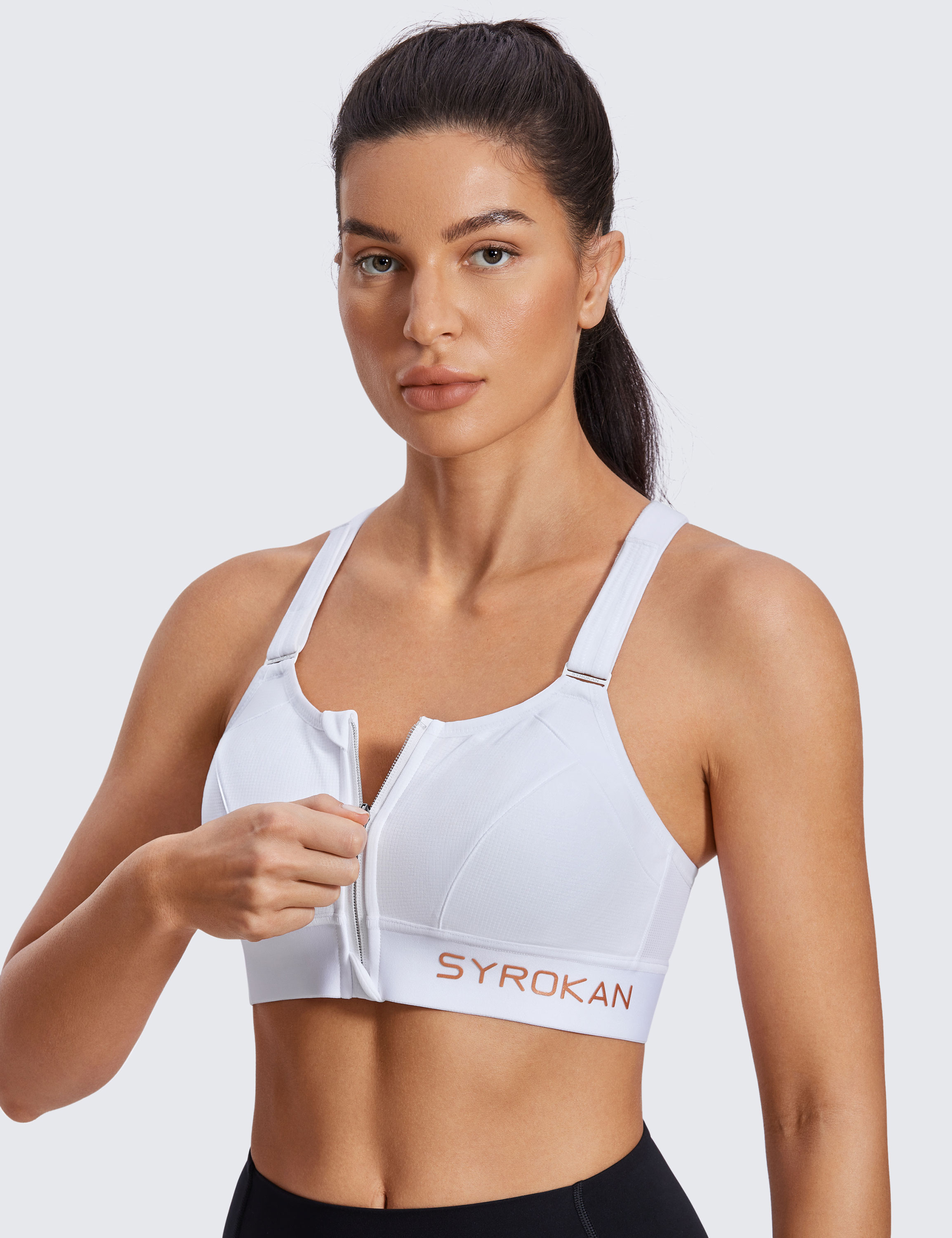 Syrokan Womens Size 32E Sports Bra Black White Geometric Padded NWT Multi  Print