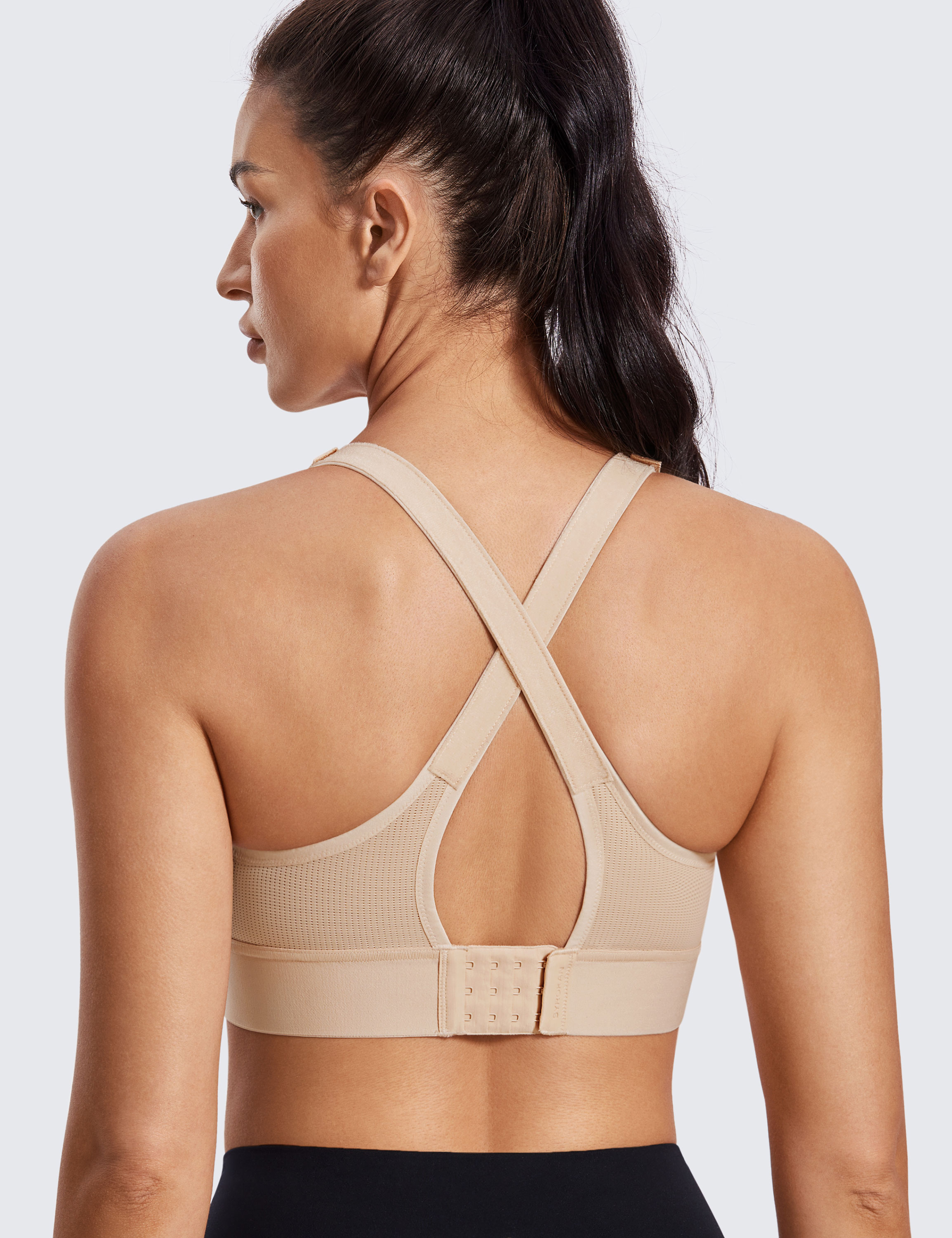 SYROKAN Sports Bra Front Adjustable High Impact Support Lightly