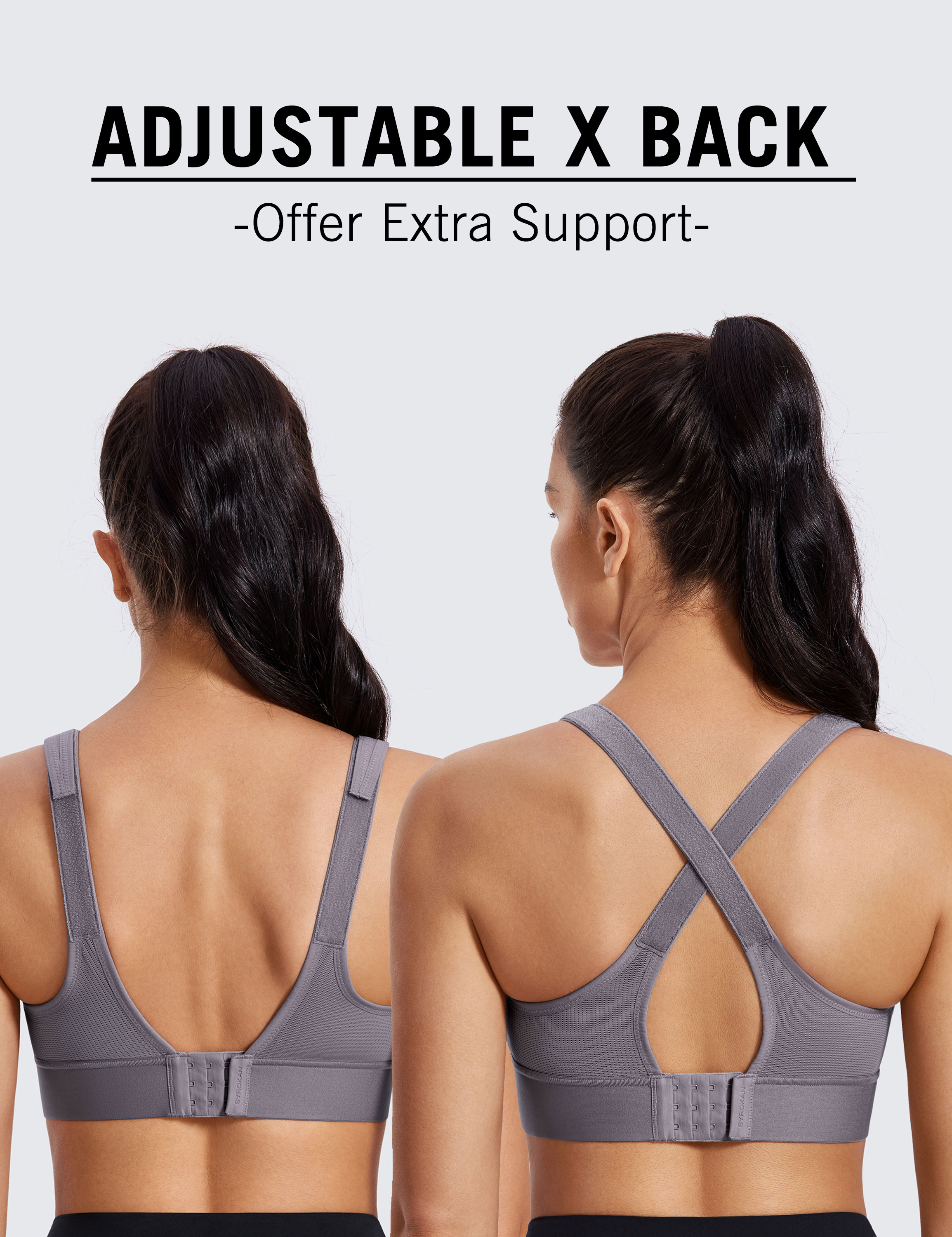 SYROKAN Front Adjustable Sports Bras for Women High Impact - Import It All