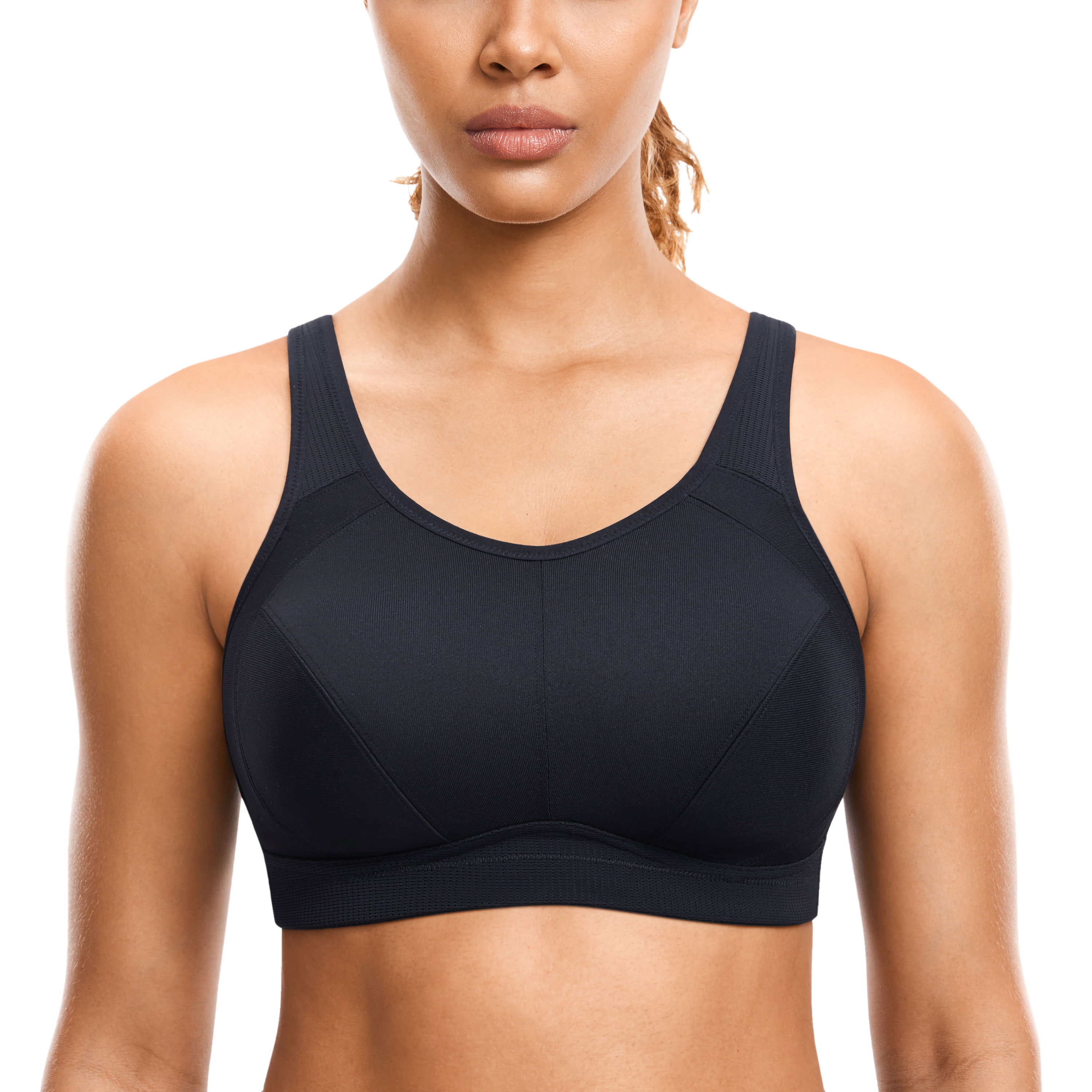 SYROKAN Wirefree Front Adjustable Sports Bras for Women High