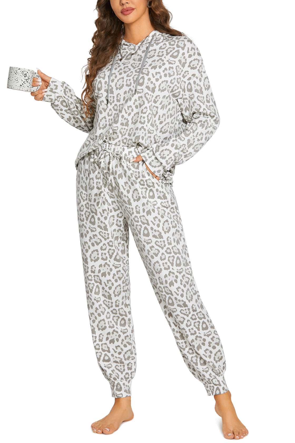 DOBREVA Women's Pajama Sets Long Sleeve Hoodie Two Piece Sleepwear  Loungewear