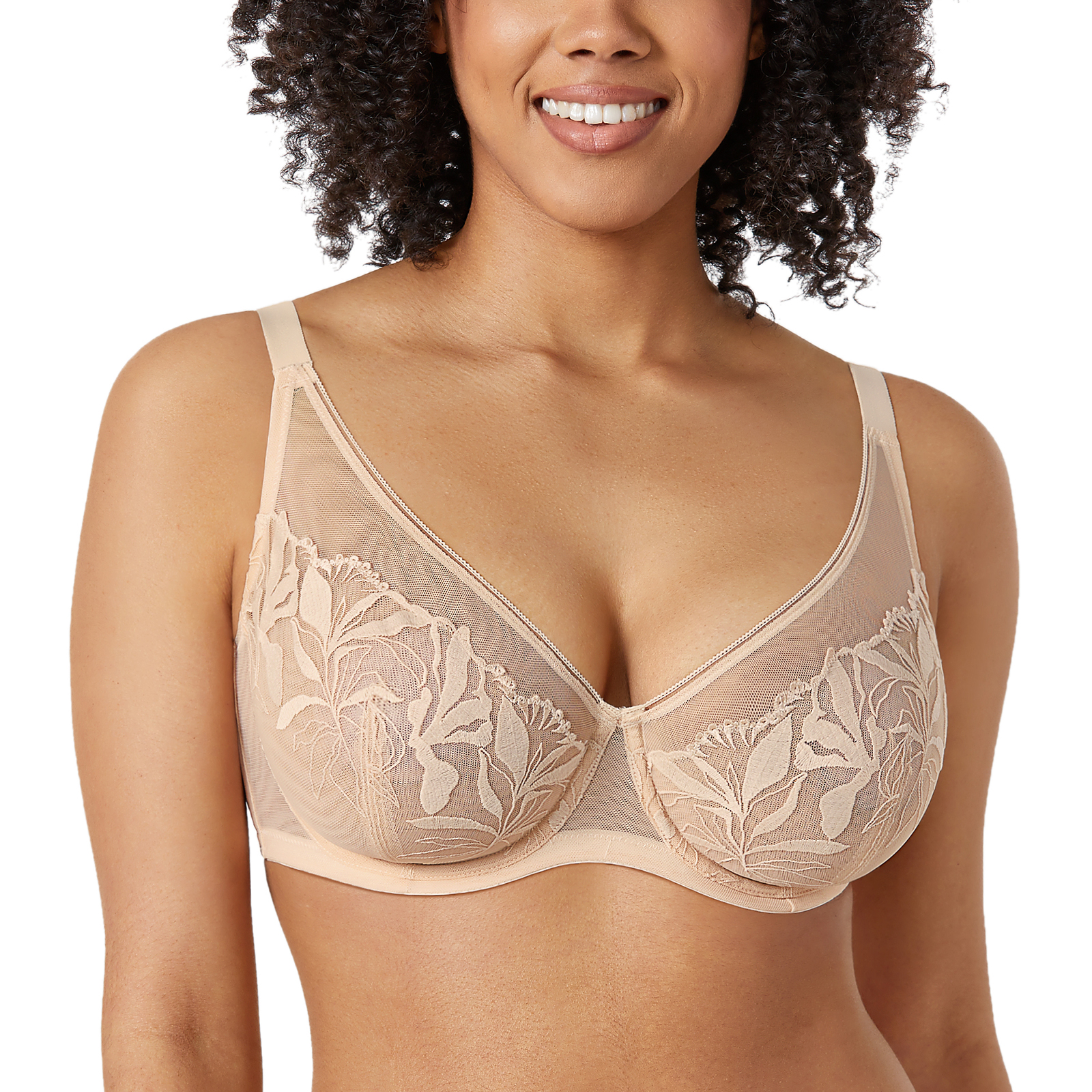 AISILIN Women's Lace Minimizer Bra Plus Size Underwire Unlined Full  Coverage Ivory Khaki 34D at  Women's Clothing store