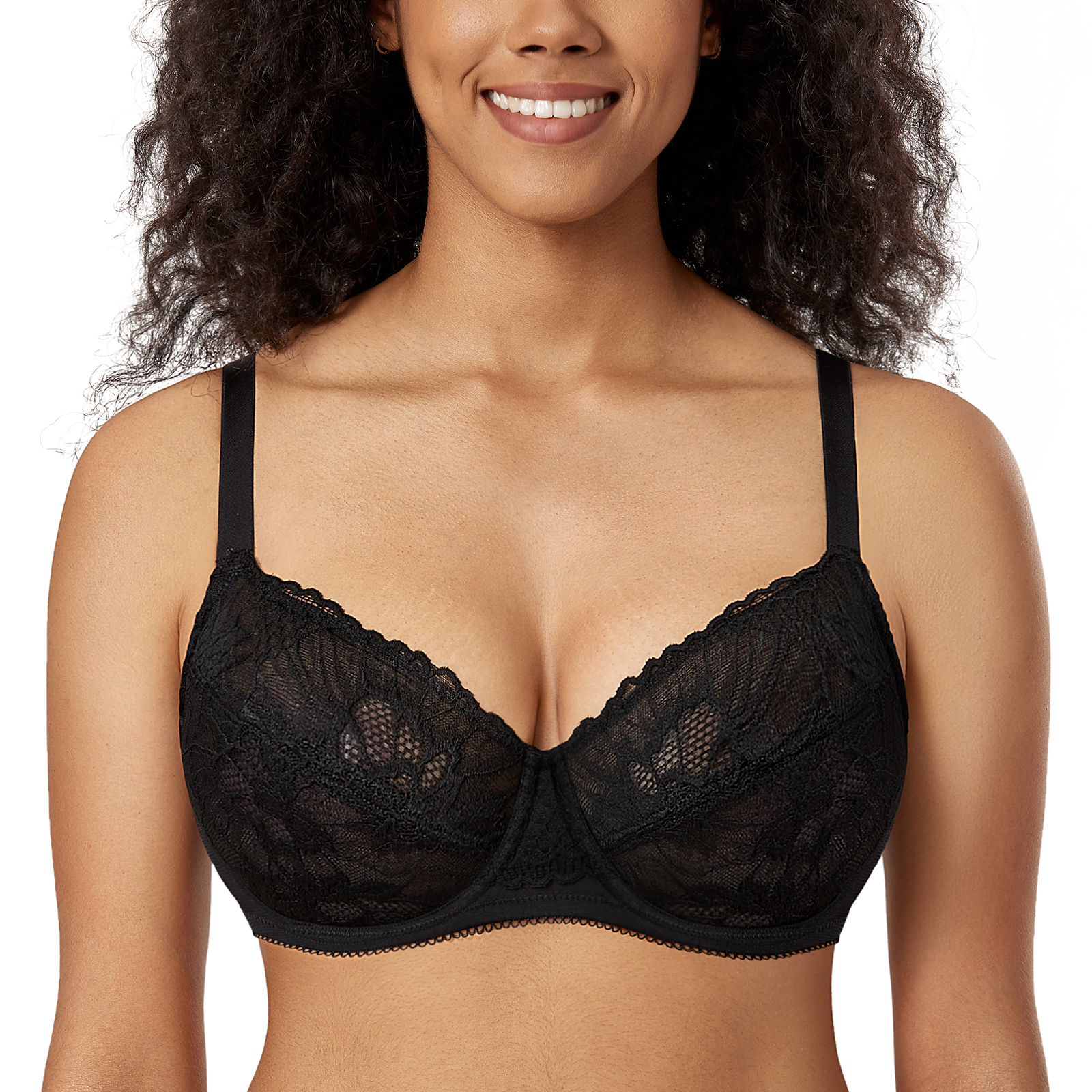 AISILIN Women's Plus Size Minimizer Underwire Full Coverage Unlined  Seamless Bra Black 34D at  Women's Clothing store