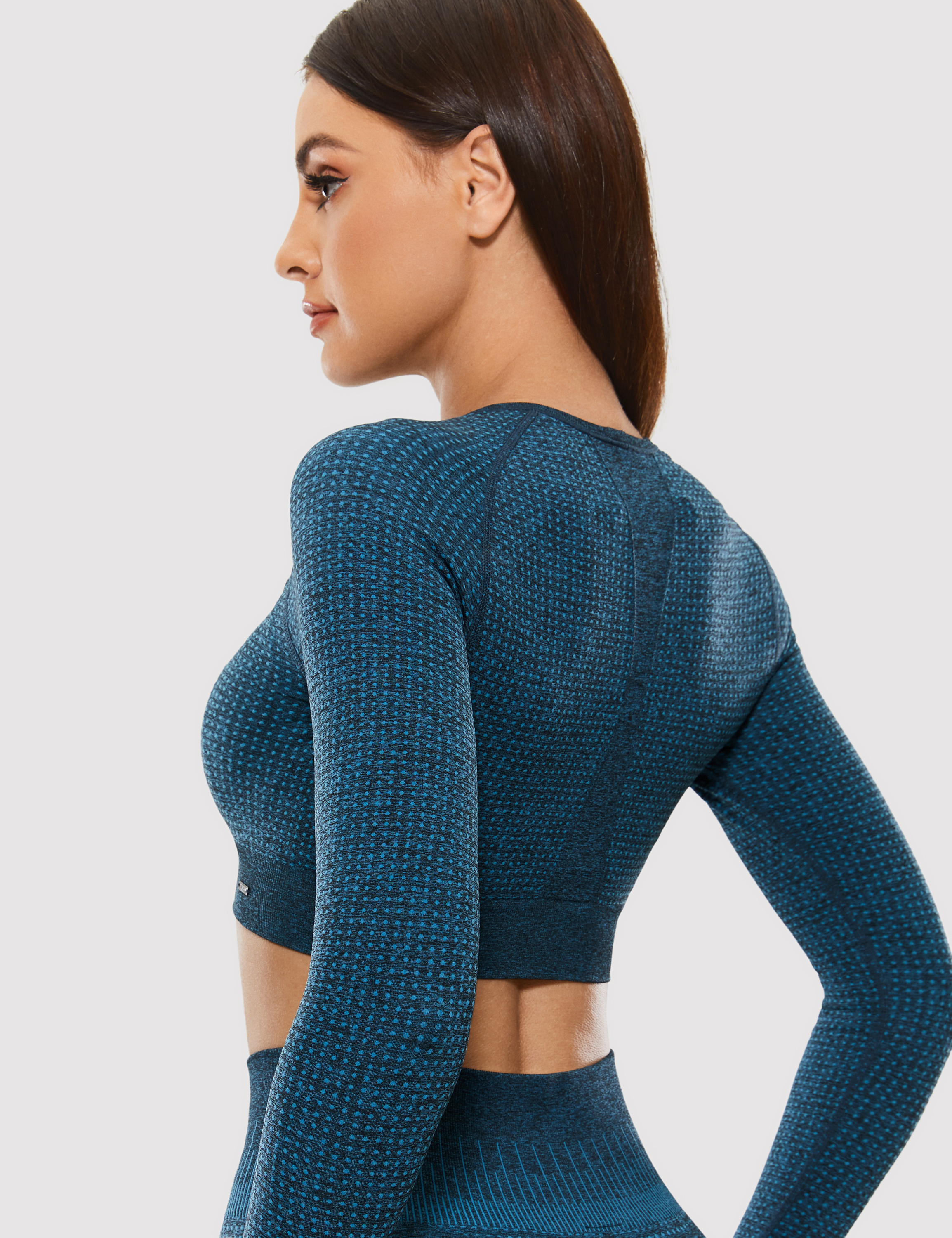 ACANI Blue Crop Tops for Women Ribbed Women's Long Sleeve Slim Fit