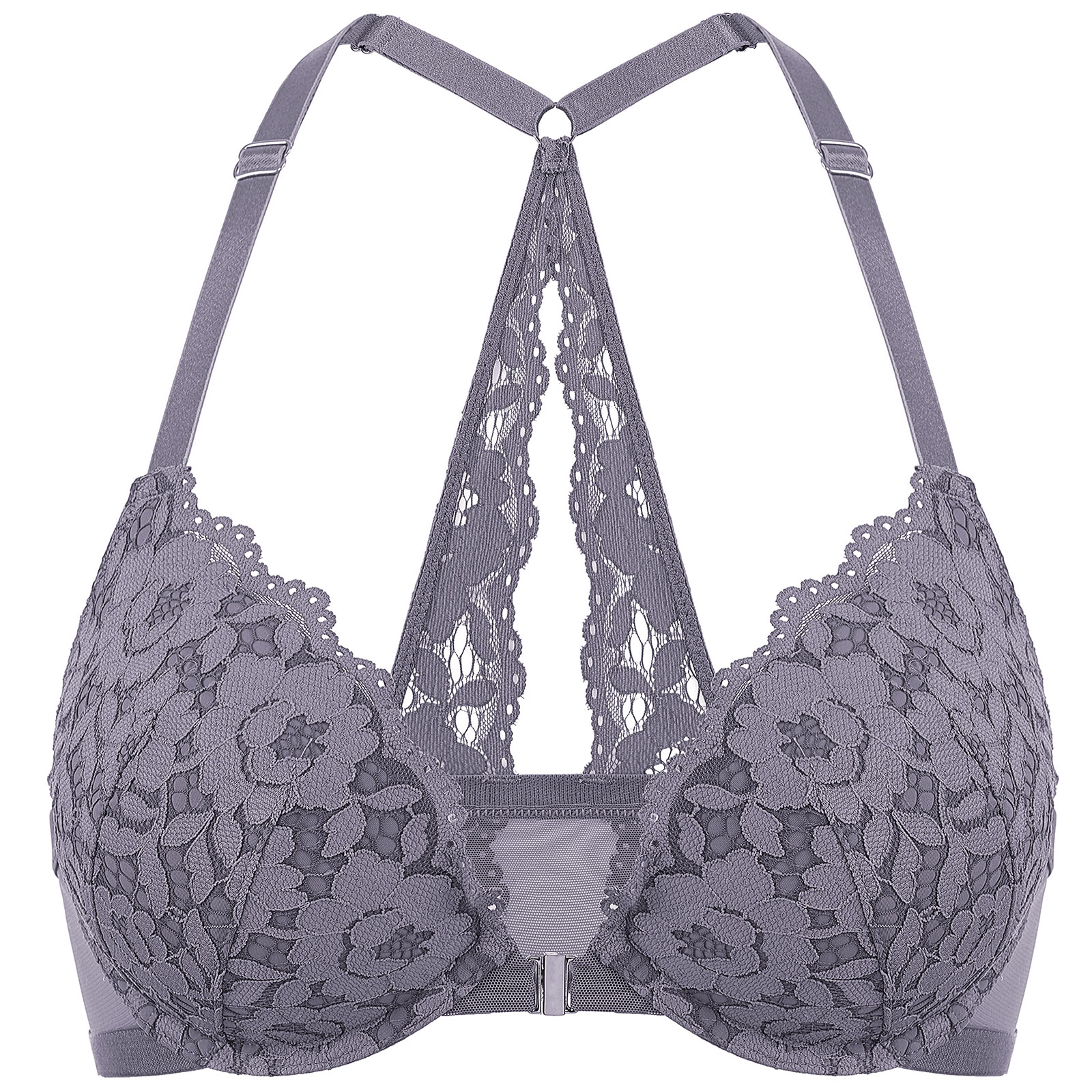 Women's Push Up Bra Front Closure Bras Lace Padded Underwire