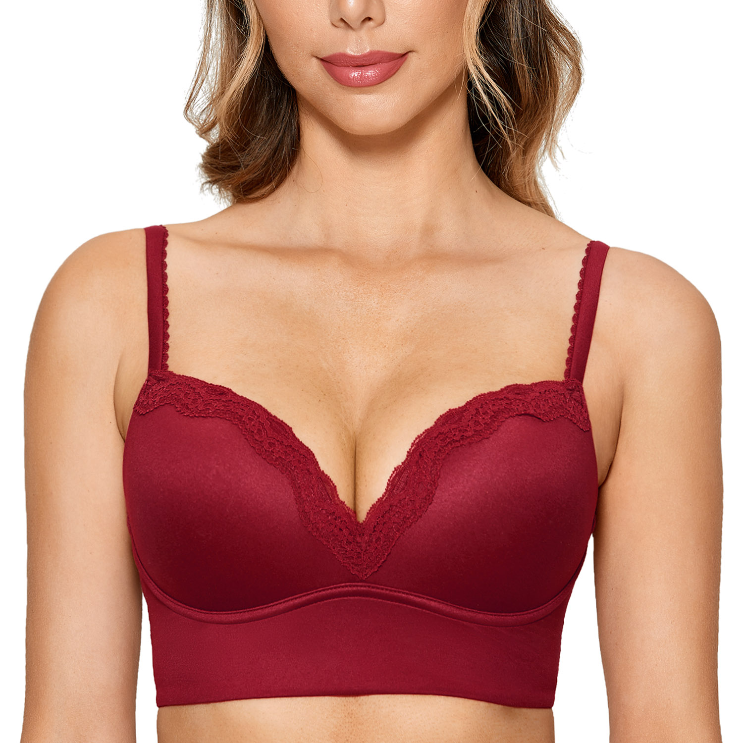 Women's Front Closure Bra Lace Push Up Non Padded Wirefree