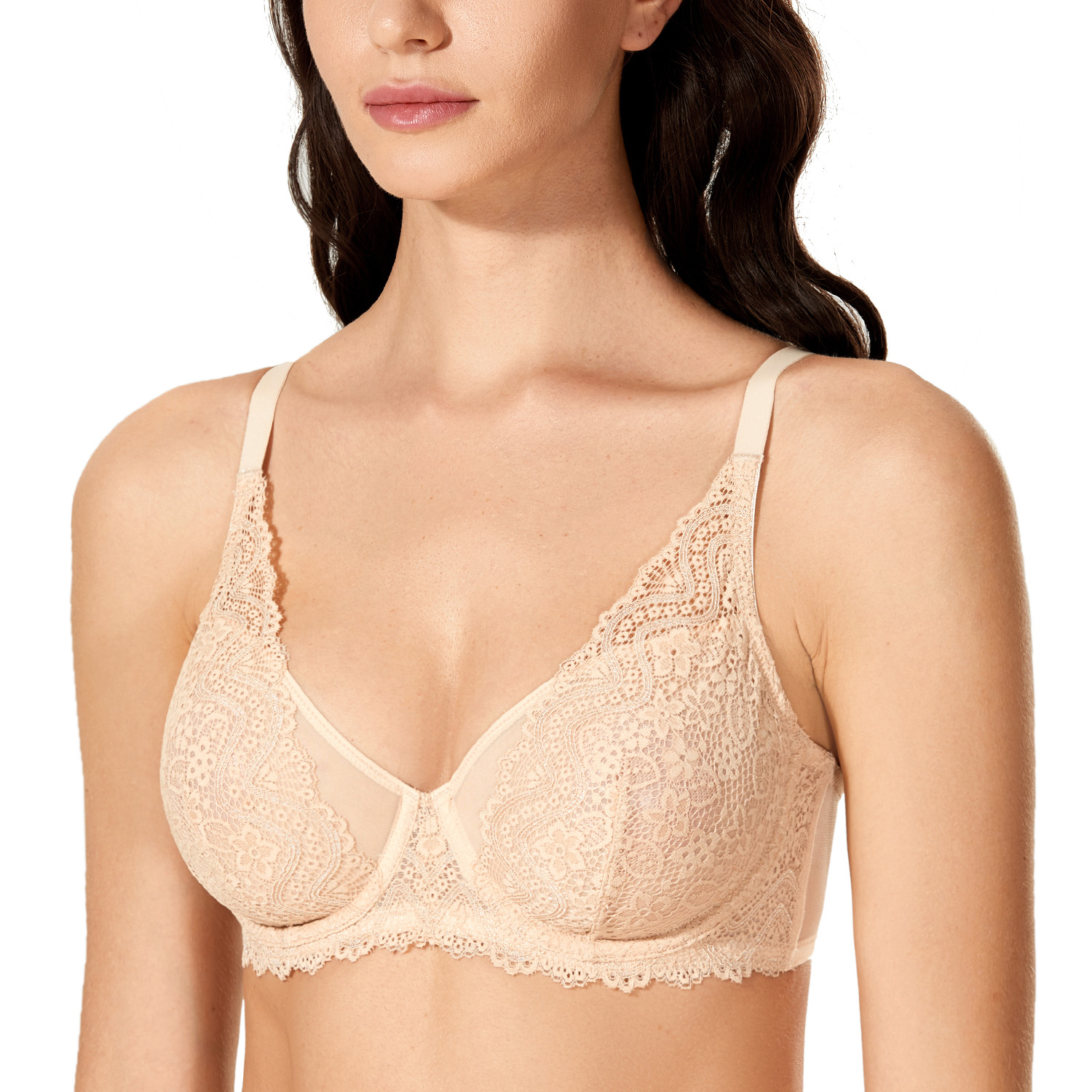 Dobreva Women S Minimizer Underwire Bra Lace Mesh Sexy Bralette Unlined