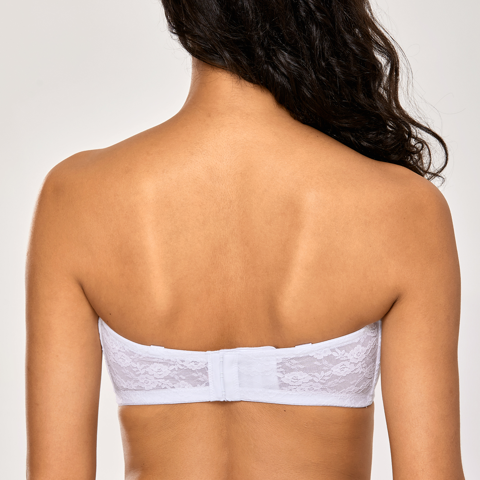 Women's No Padding Strapless Lace Bra Underwire Multiway Minimizer