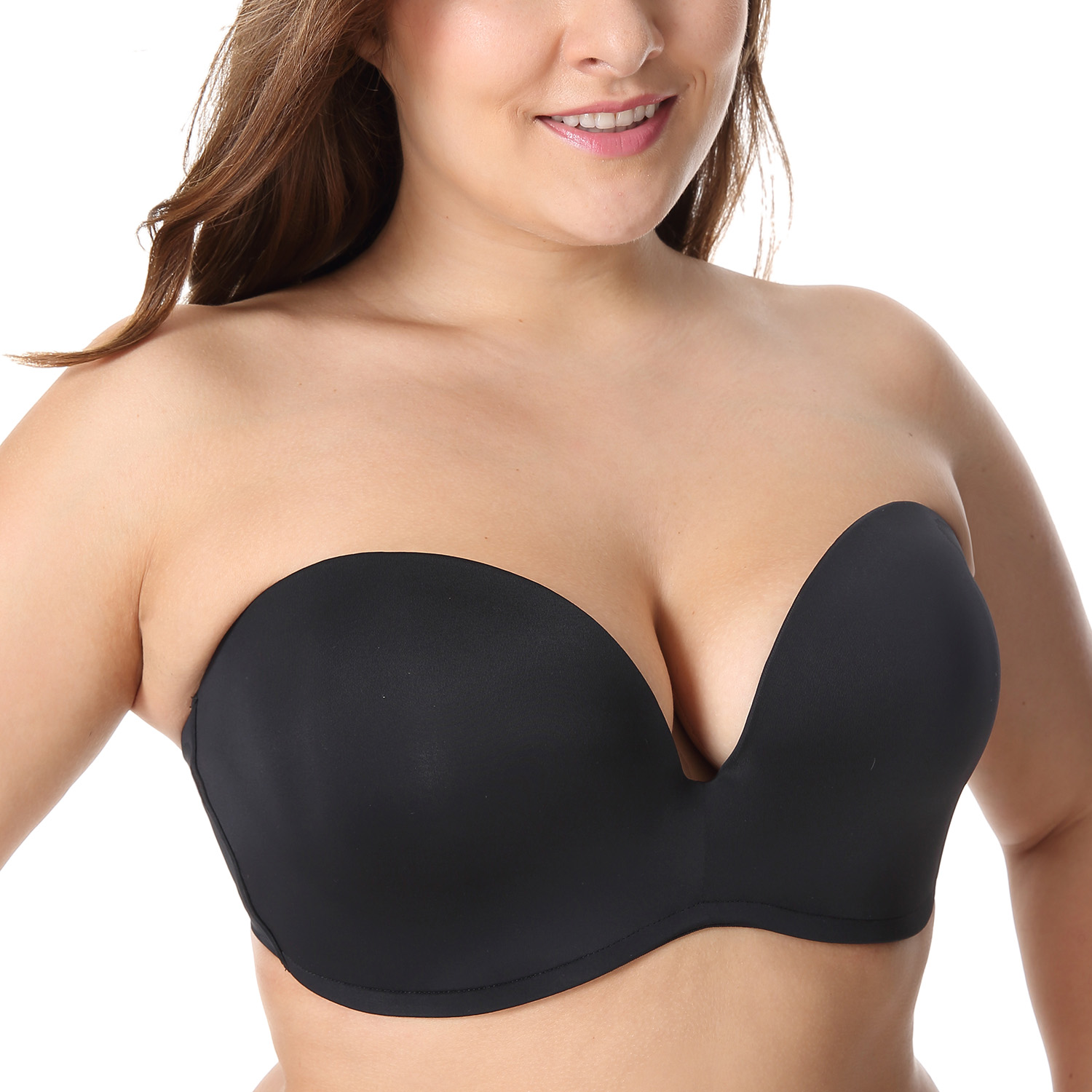 DELIMIRA Women Strapless Bra Slight Lined Lift Support Invisible Seamless  Plunge