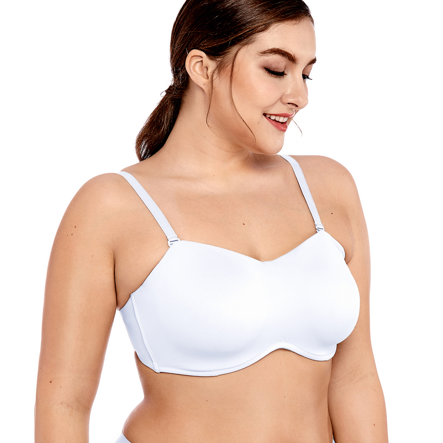 Smooth Bandeau Silicone-Free Bra Seamless Comfort Underwire Plus Size Strapless  Bras for Women Full Coverage A-DD E F G