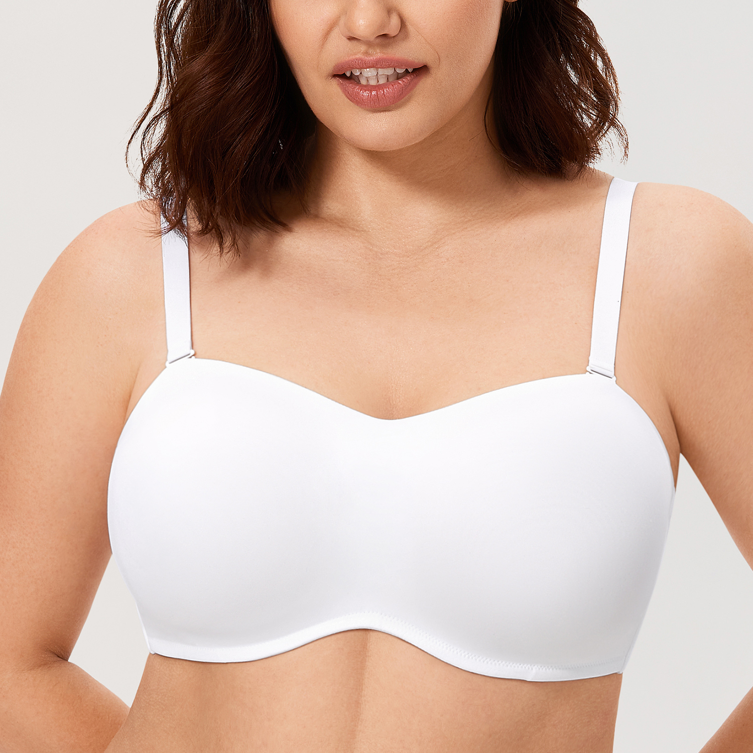 DELIMIRA Women's Strapless Bra Unlined Underwire Minimizer Plus Size  Support Rose White 38C : : Clothing, Shoes & Accessories