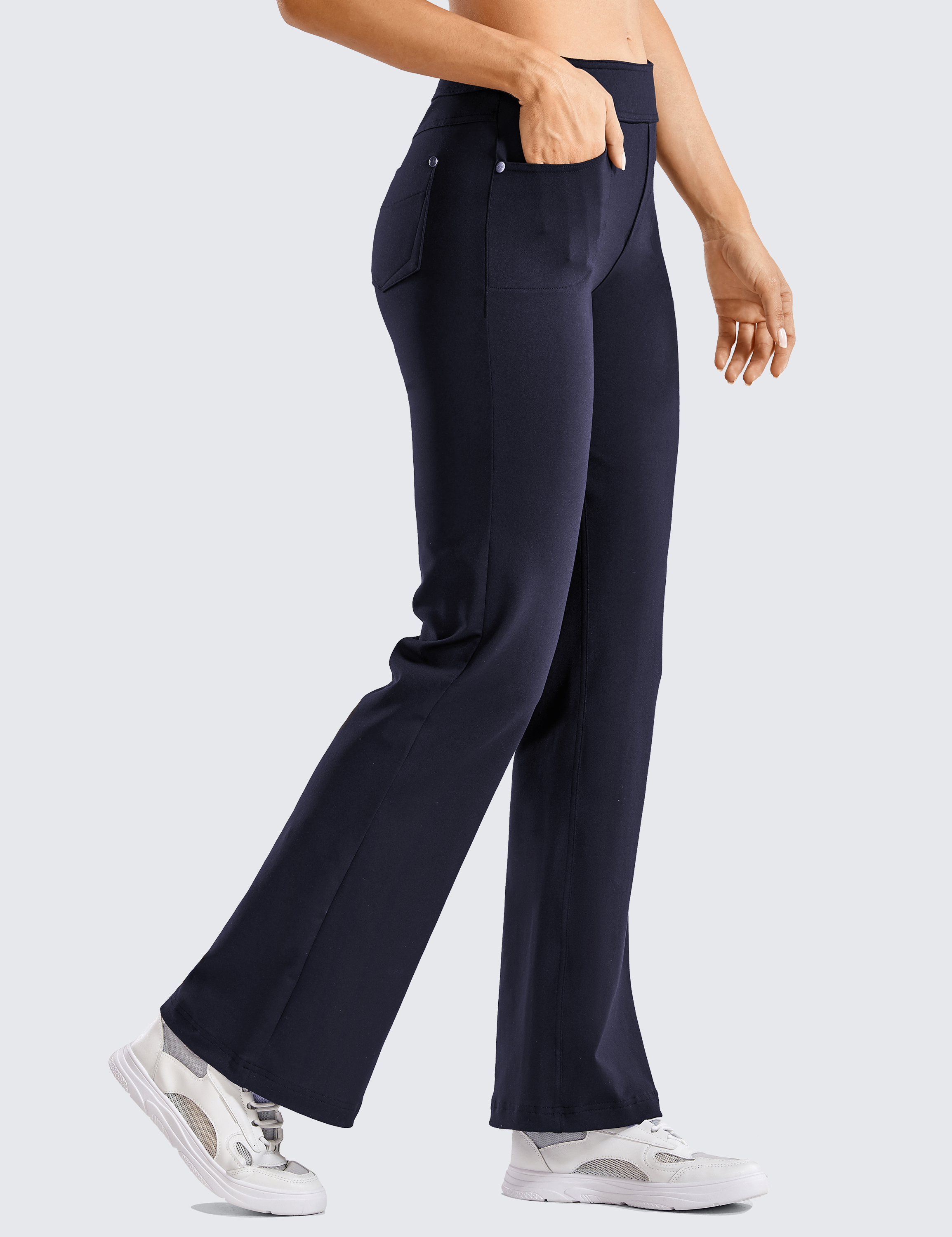 Women's Flared Pants with Pockets, Flared Leg Yoga Pants High