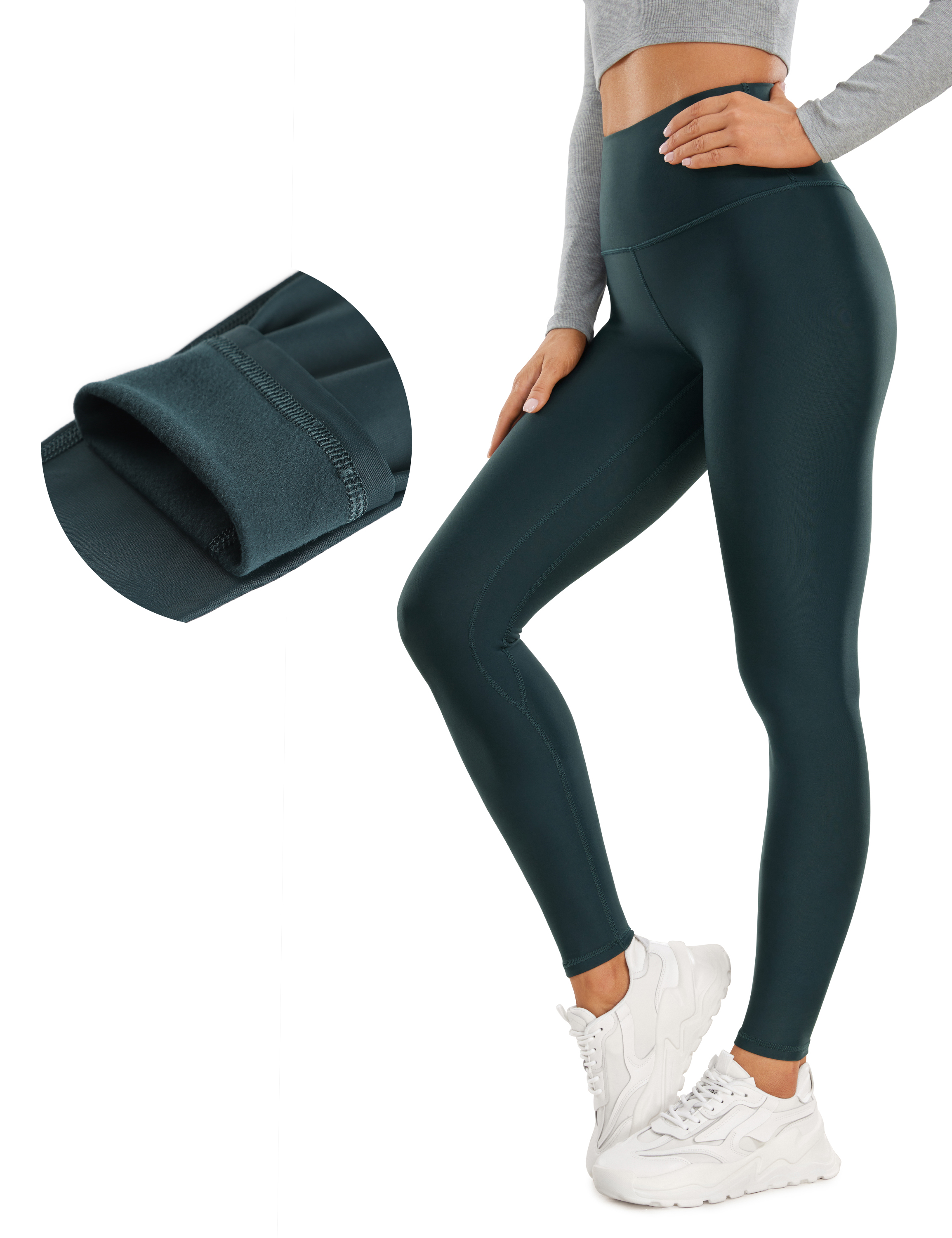 CRZ YOGA Women's Thermal Fleece Lined Leggings High Waisted Warm Winter Yoga  Pants with Pockets - 28 Inches Black 6 : : Fashion