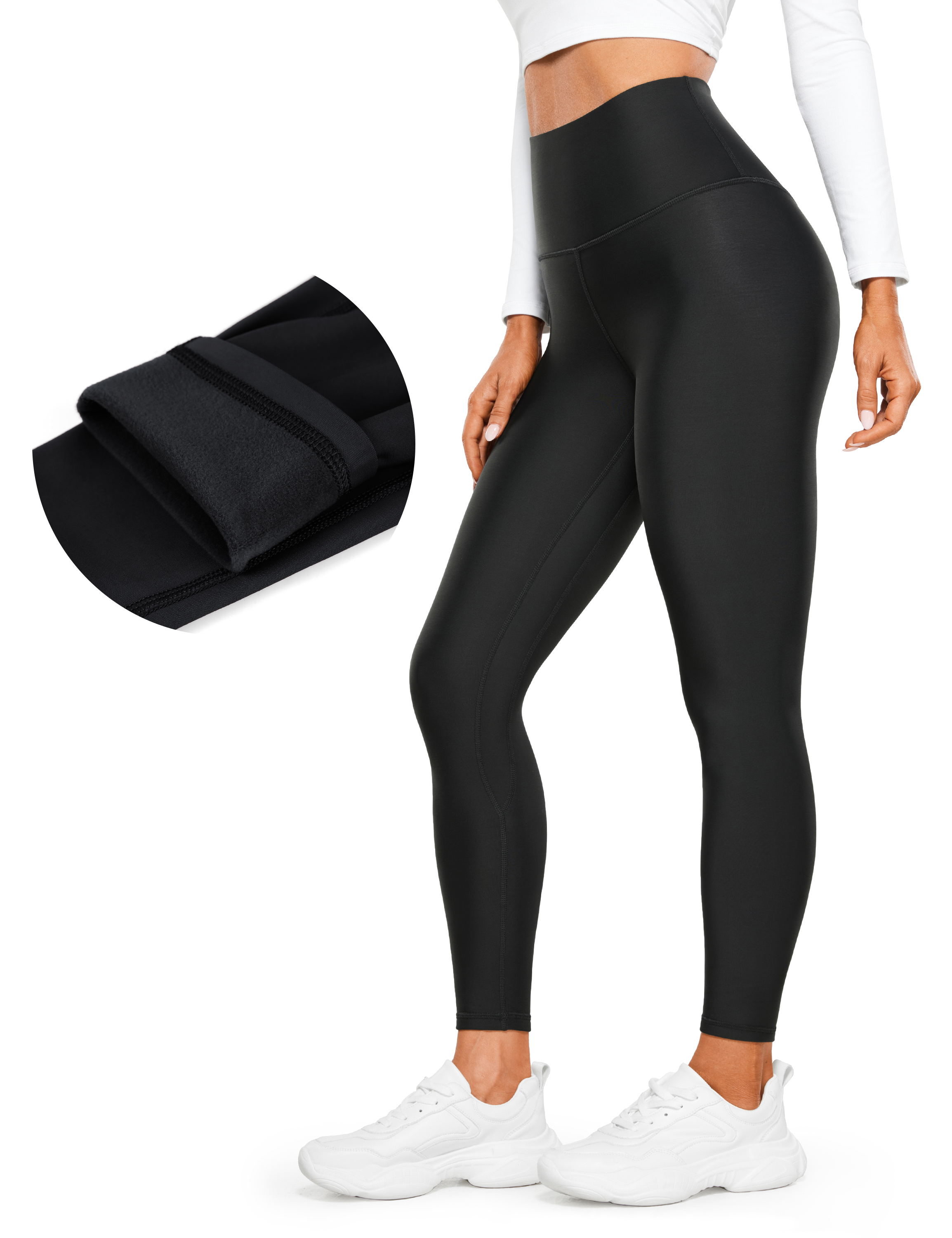 CRZ YOGA Women Black High Waist Yoga Pants Workout Leggings Sz XL