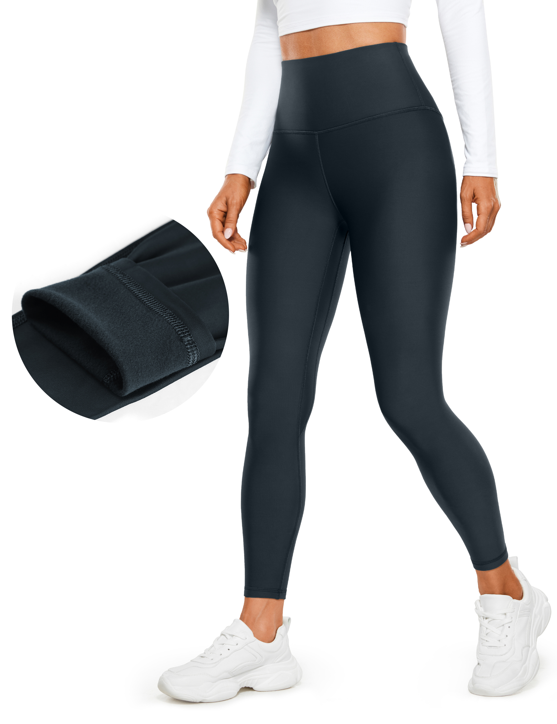 CRZ YOGA Womens High Waisted Fleece Lined Leggings 25 inches Workout Yoga Pants