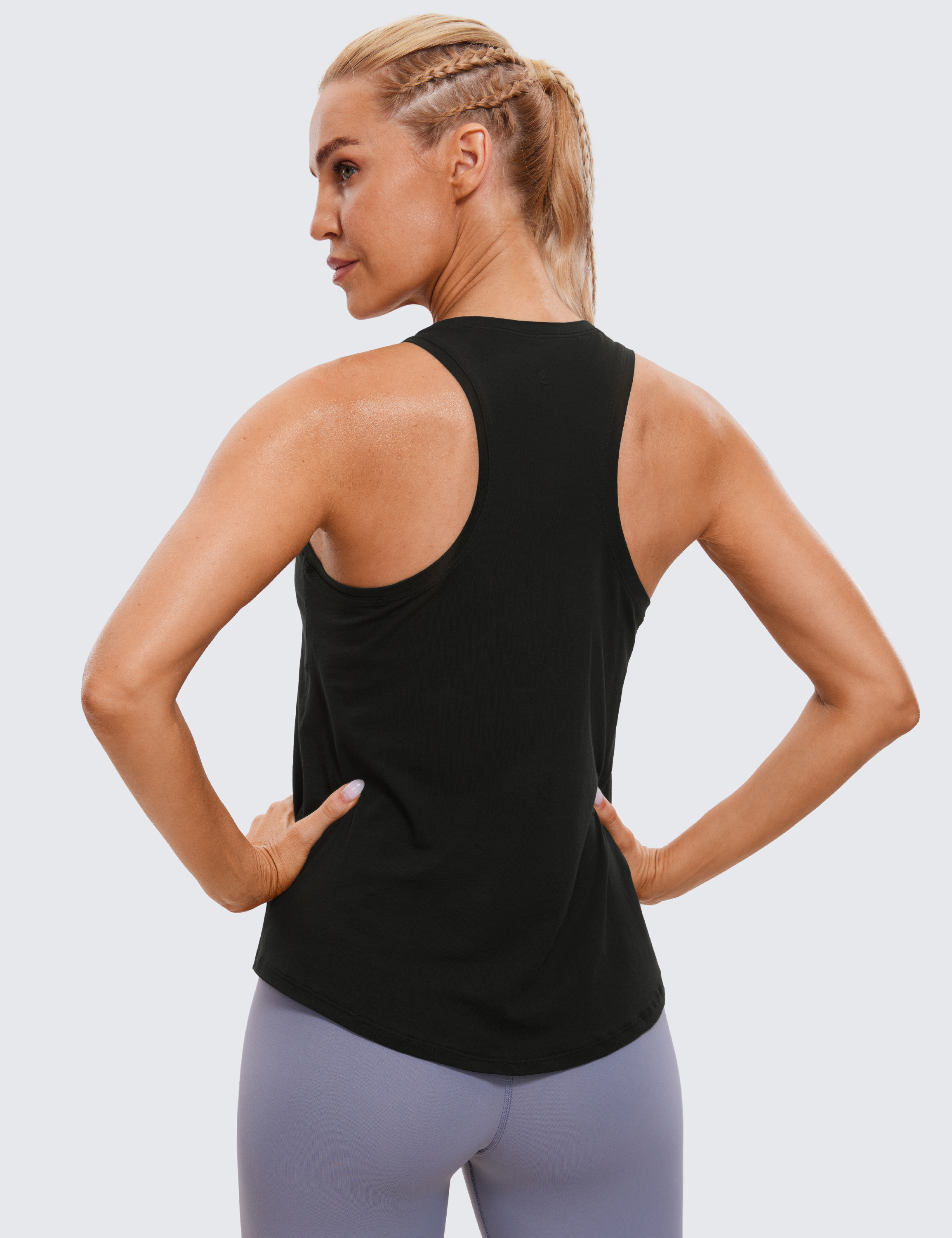 CRZ YOGA Pima Cotton Womens Racerback Hip-Length Workout Tank Tops Lightweight