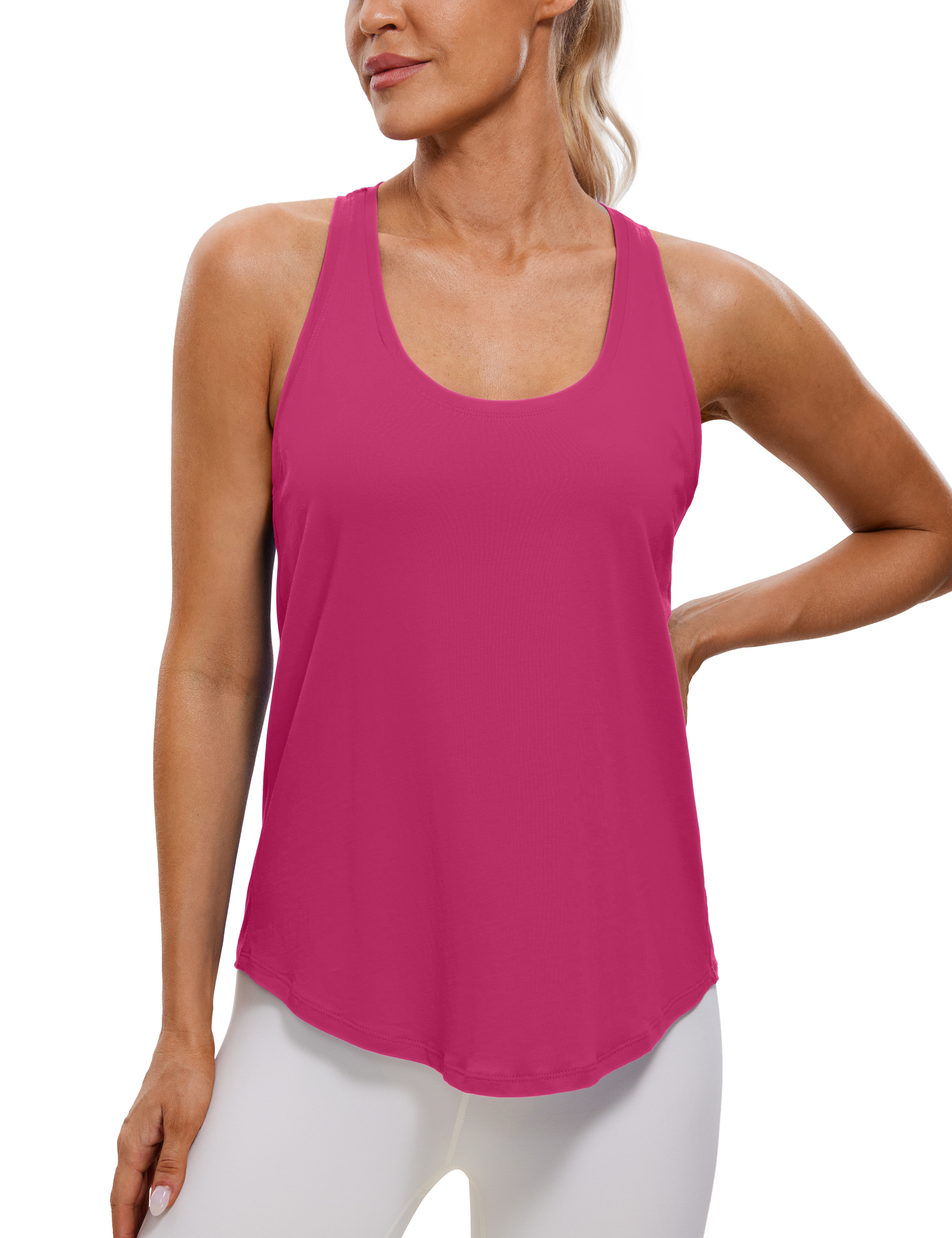 CRZ YOGA Pima Cotton Womens Racerback Hip-Length Workout Tank Tops Lightweight