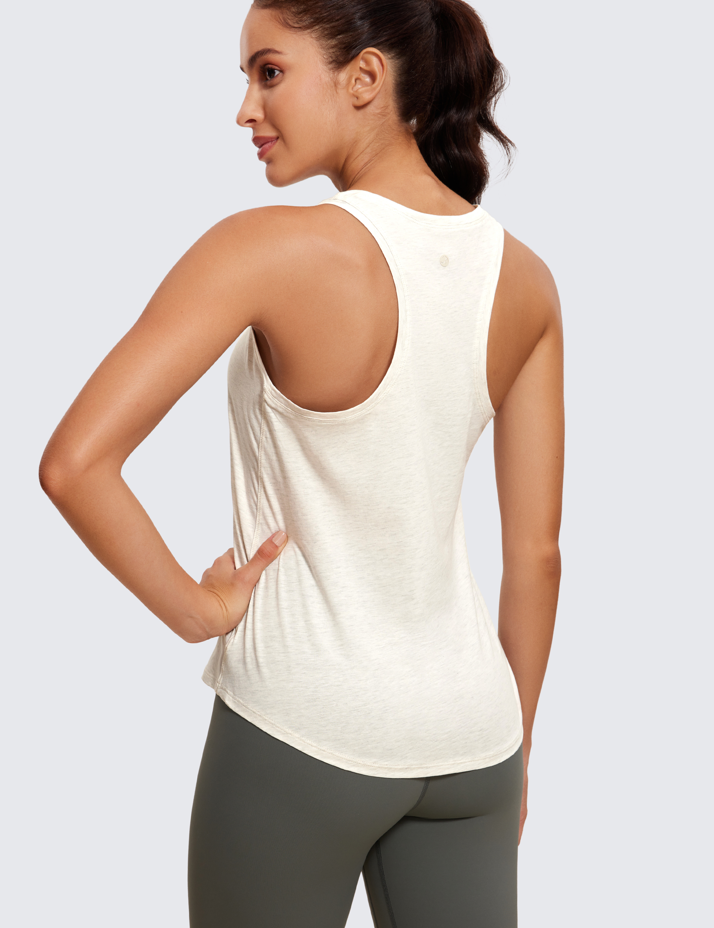 CRZ YOGA Pima Cotton Womens Racerback Hip-Length Workout Tank Tops Lightweight