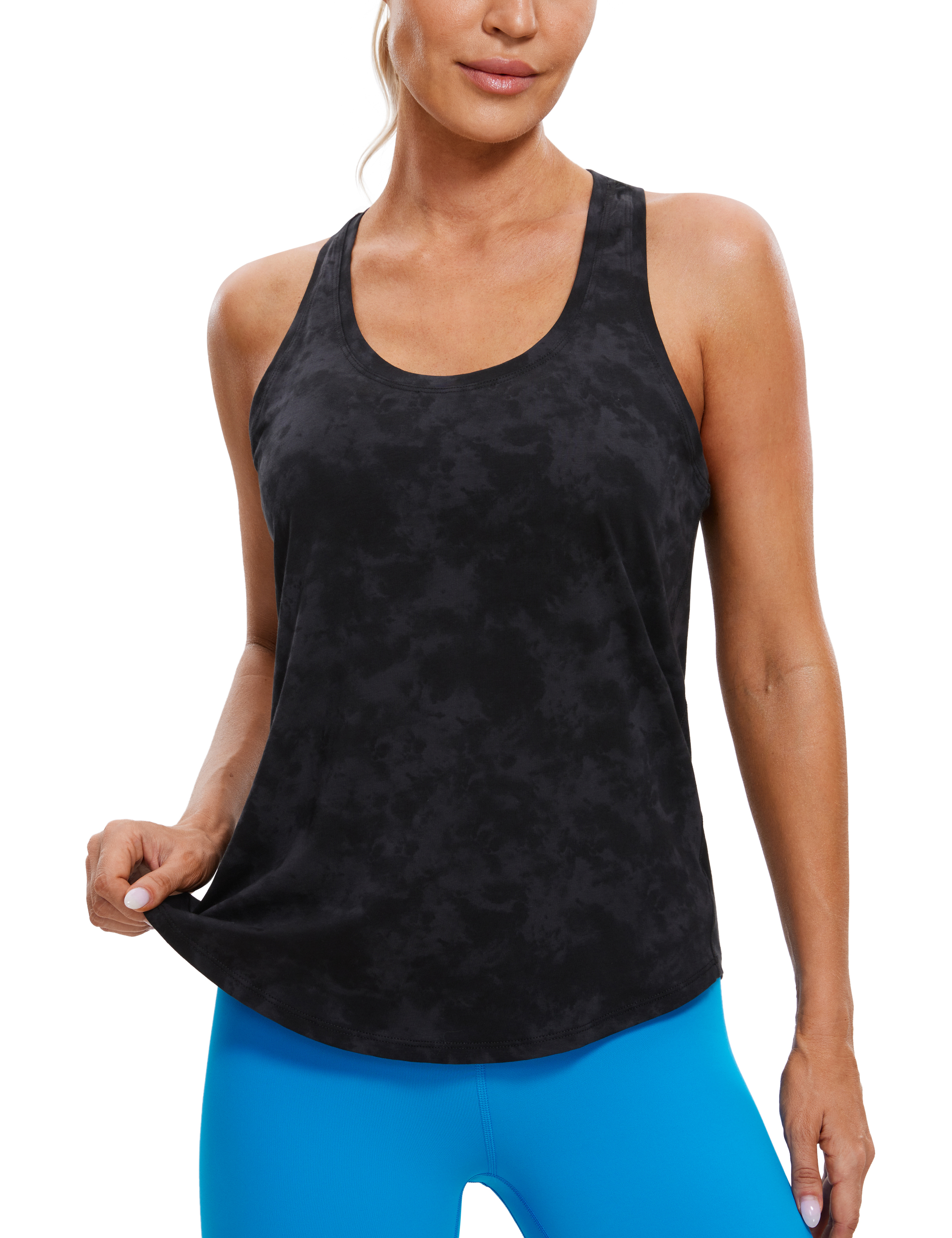 CRZ YOGA Pima Cotton Womens Racerback Hip-Length Workout Tank Tops Lightweight