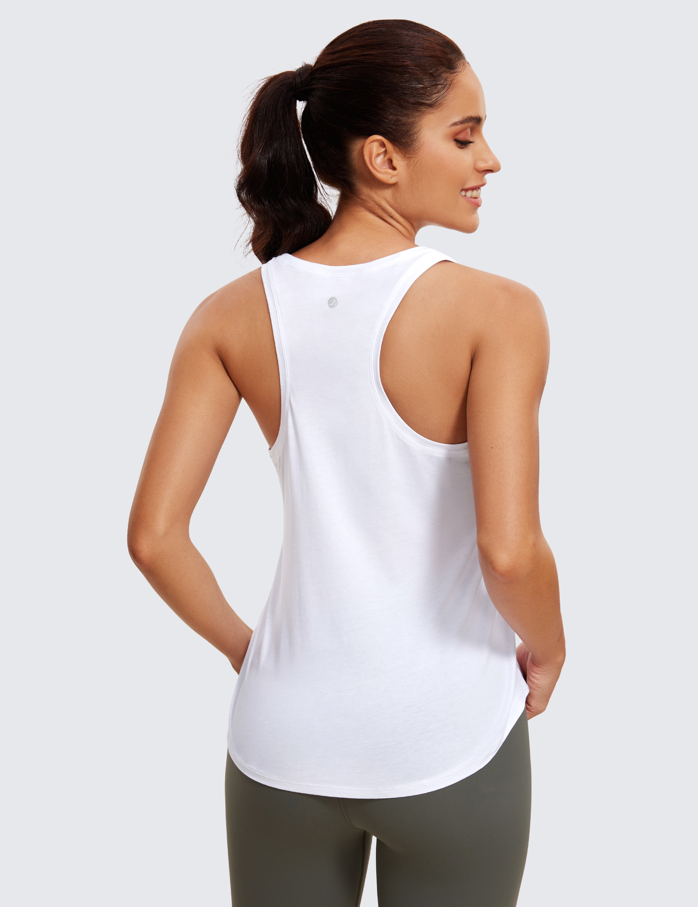 CRZ YOGA Pima Cotton Womens Racerback Hip-Length Workout Tank Tops Lightweight