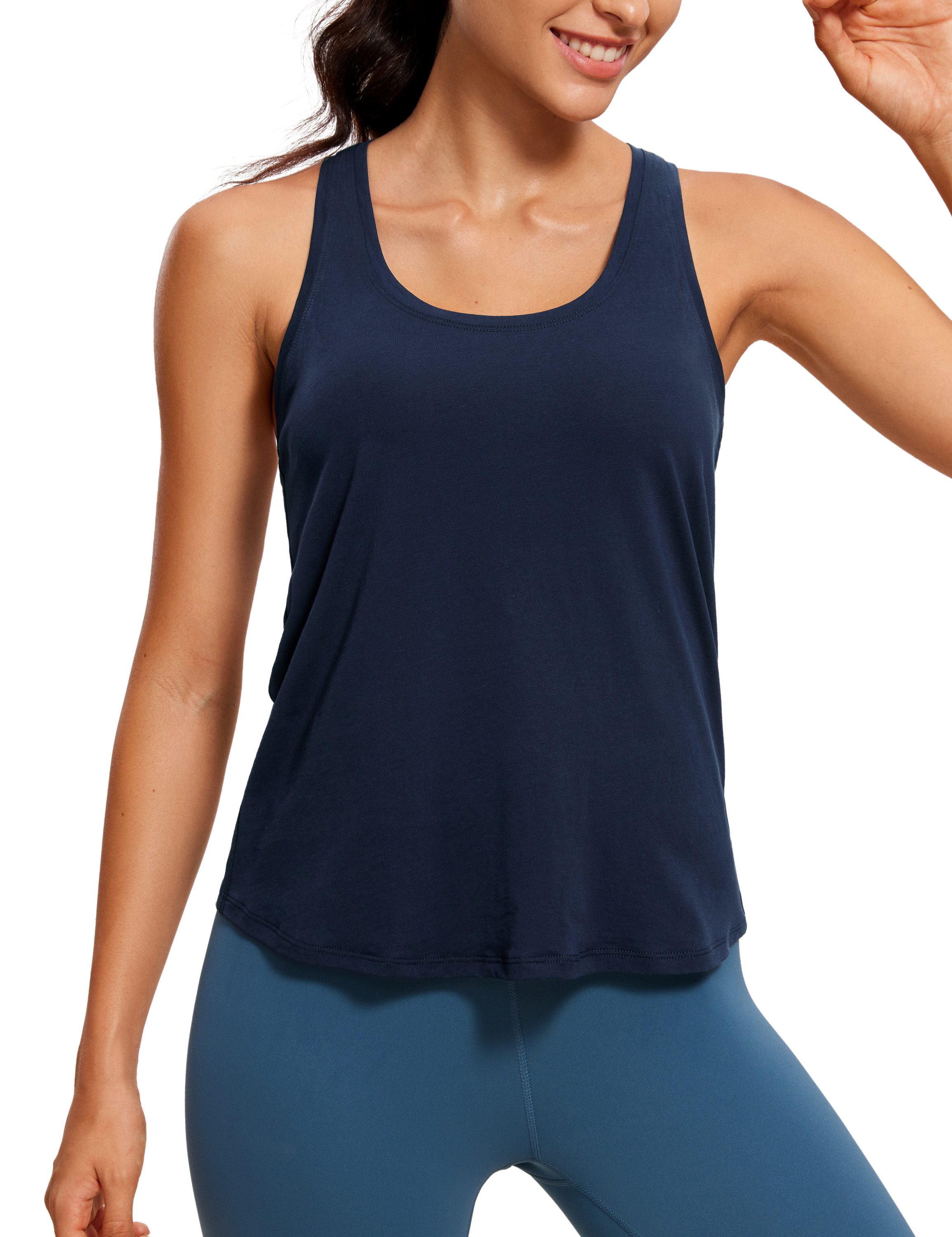 CRZ YOGA Pima Cotton Womens Racerback Hip-Length Workout Tank Tops Lightweight