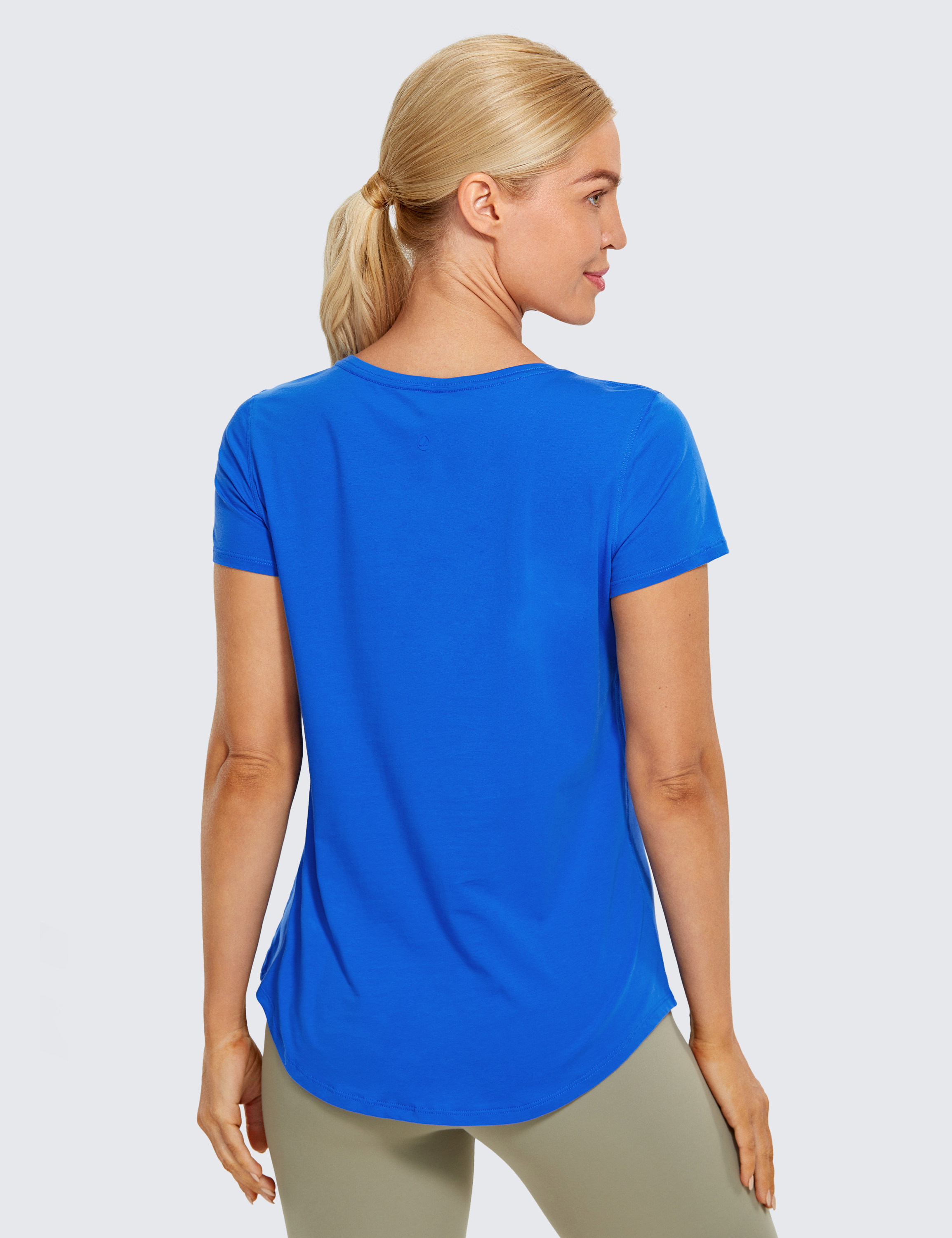 CRZ YOGA cRZ YOgA Womens Pima cotton Workout crop Tops Short Sleeve Yoga  Shirts casual Athletic Running T-Shirts Blue color Medium