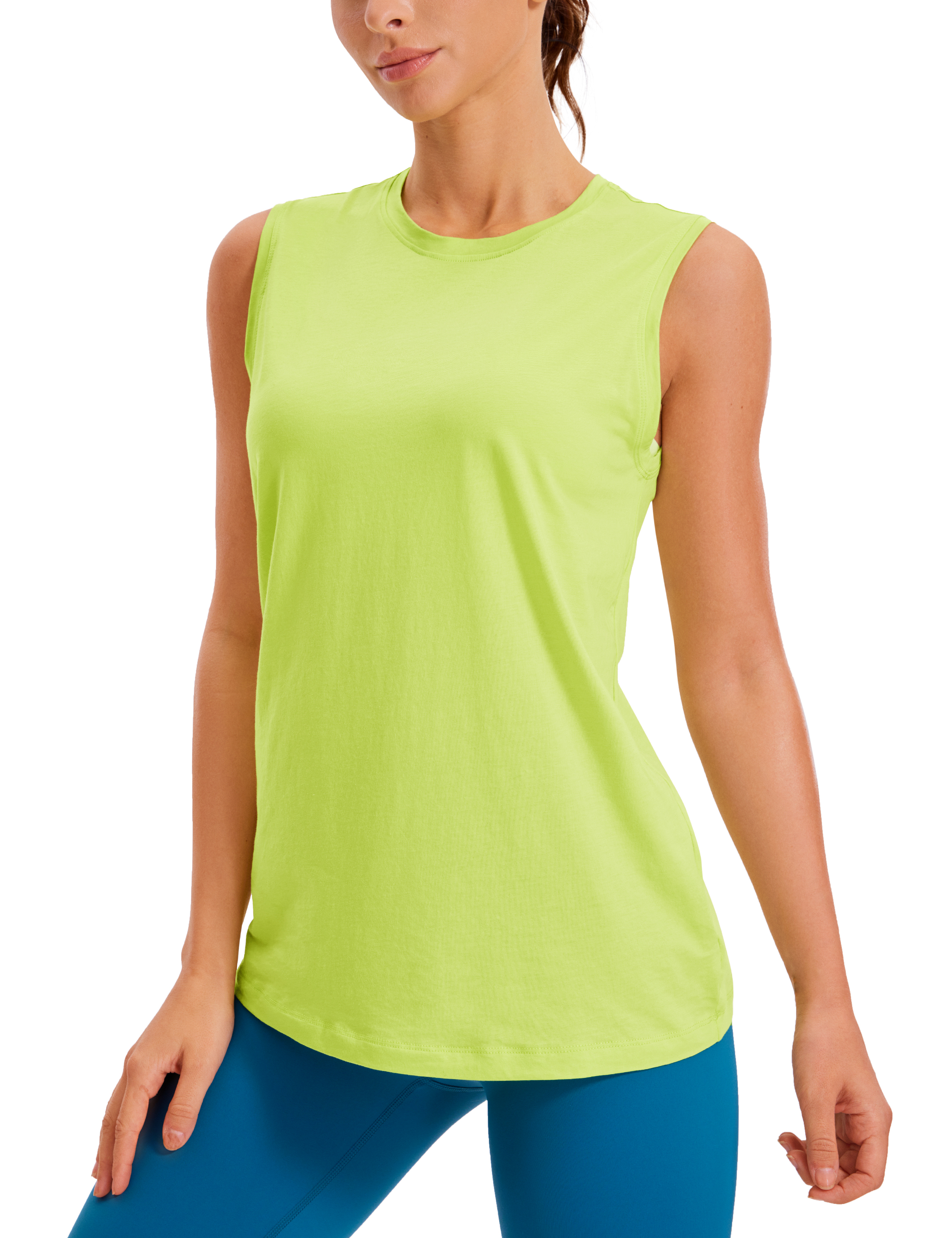 CRZ YOGA Women's Pima Cotton Workout Tank Tops Loose Fit Yoga Sleeveless  Shirts Muscle Tank Medium
