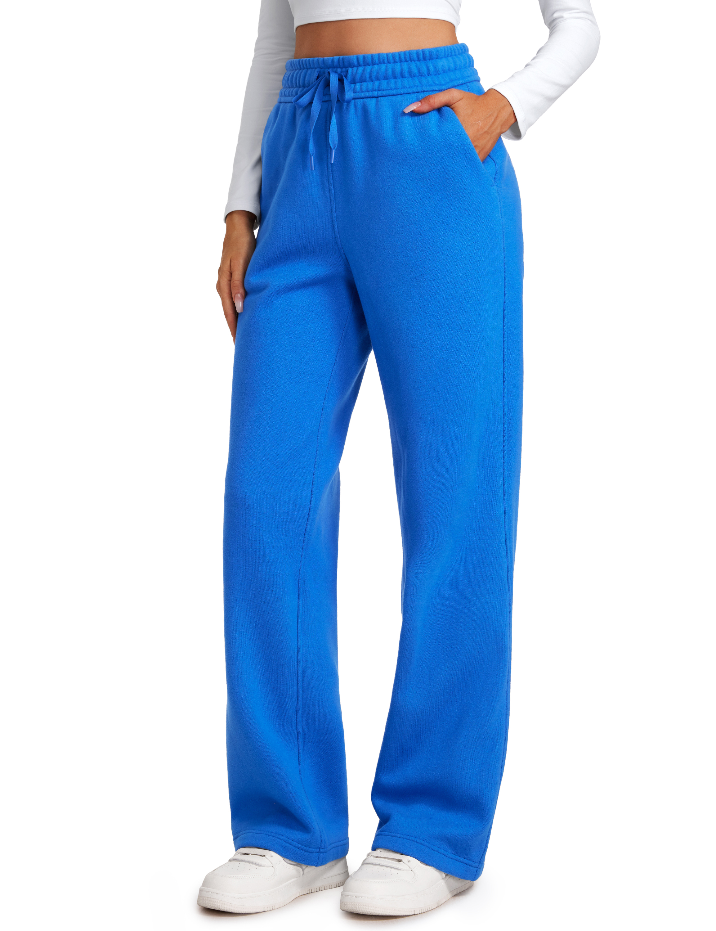 CRZ YOGA Cotton Fleece Lined Sweatpants Women Straight Leg Casual Sweat Pants