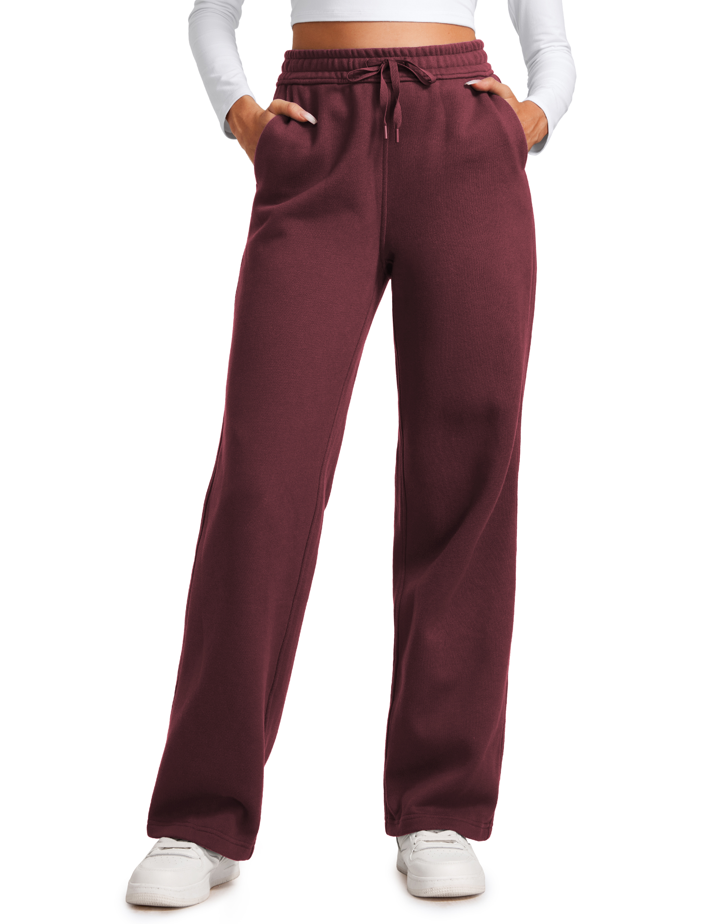 CRZ YOGA Cotton Fleece Lined Sweatpants Women Straight Leg Casual Sweat Pants