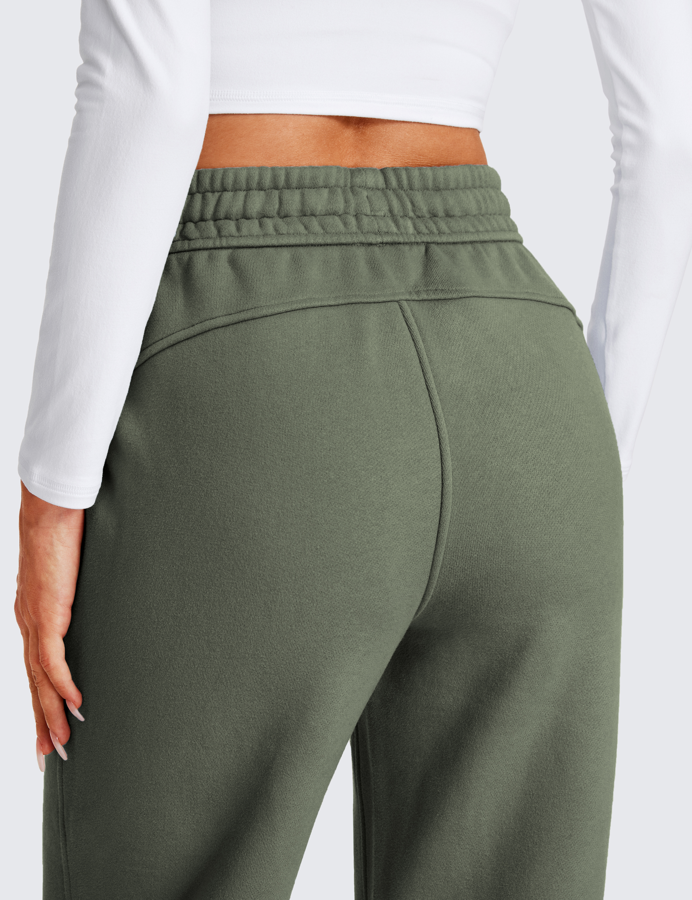 CRZ YOGA Cotton Fleece Lined Sweatpants Women Straight Leg Casual Sweat Pants